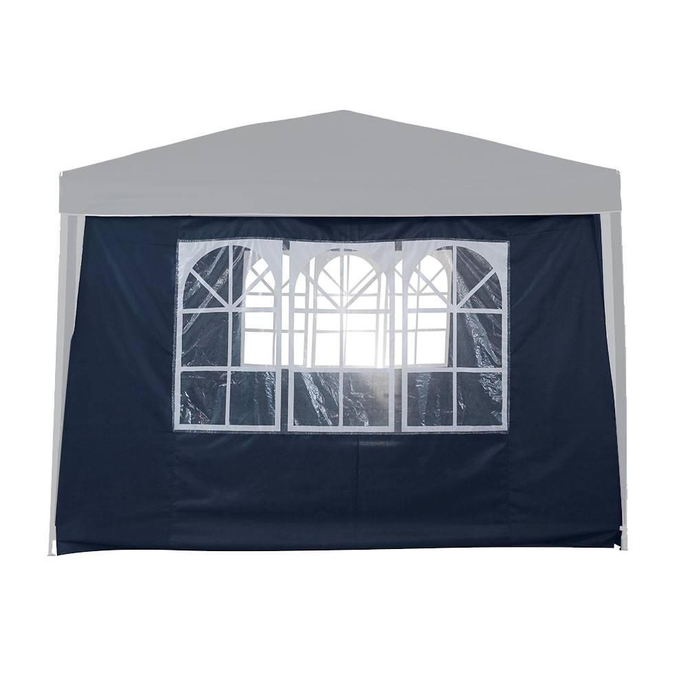 Mur fenêtre bleu 2,9x1,95 m pour tonnelle pliante 3x3 m – Toile polyester avec fenêtre PVC intégrée - TERRE JARDIN - Image 1