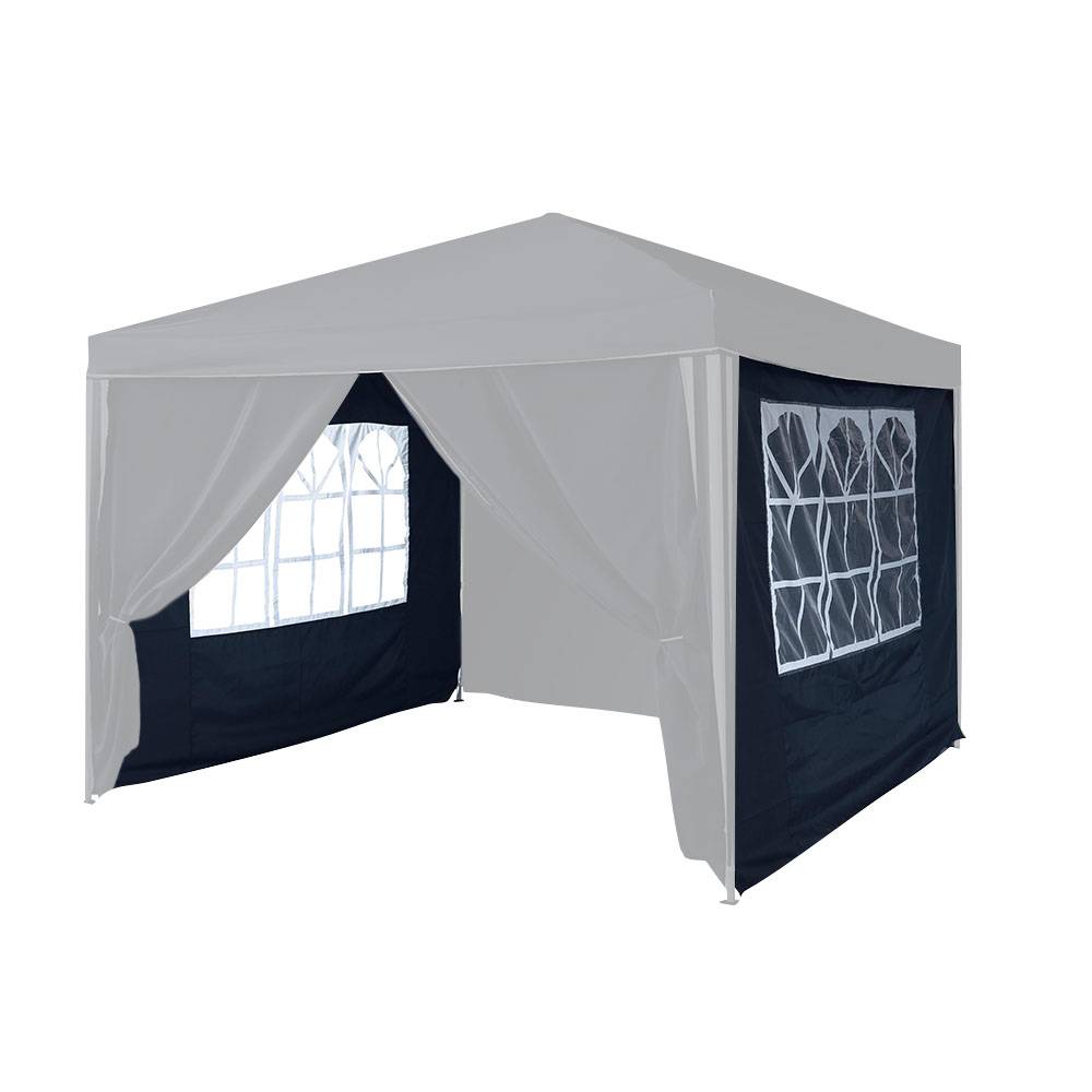 Mur fenêtre bleu 2,9x1,95 m pour tonnelle pliante 3x3 m – Toile polyester avec fenêtre PVC intégrée - TERRE JARDIN
