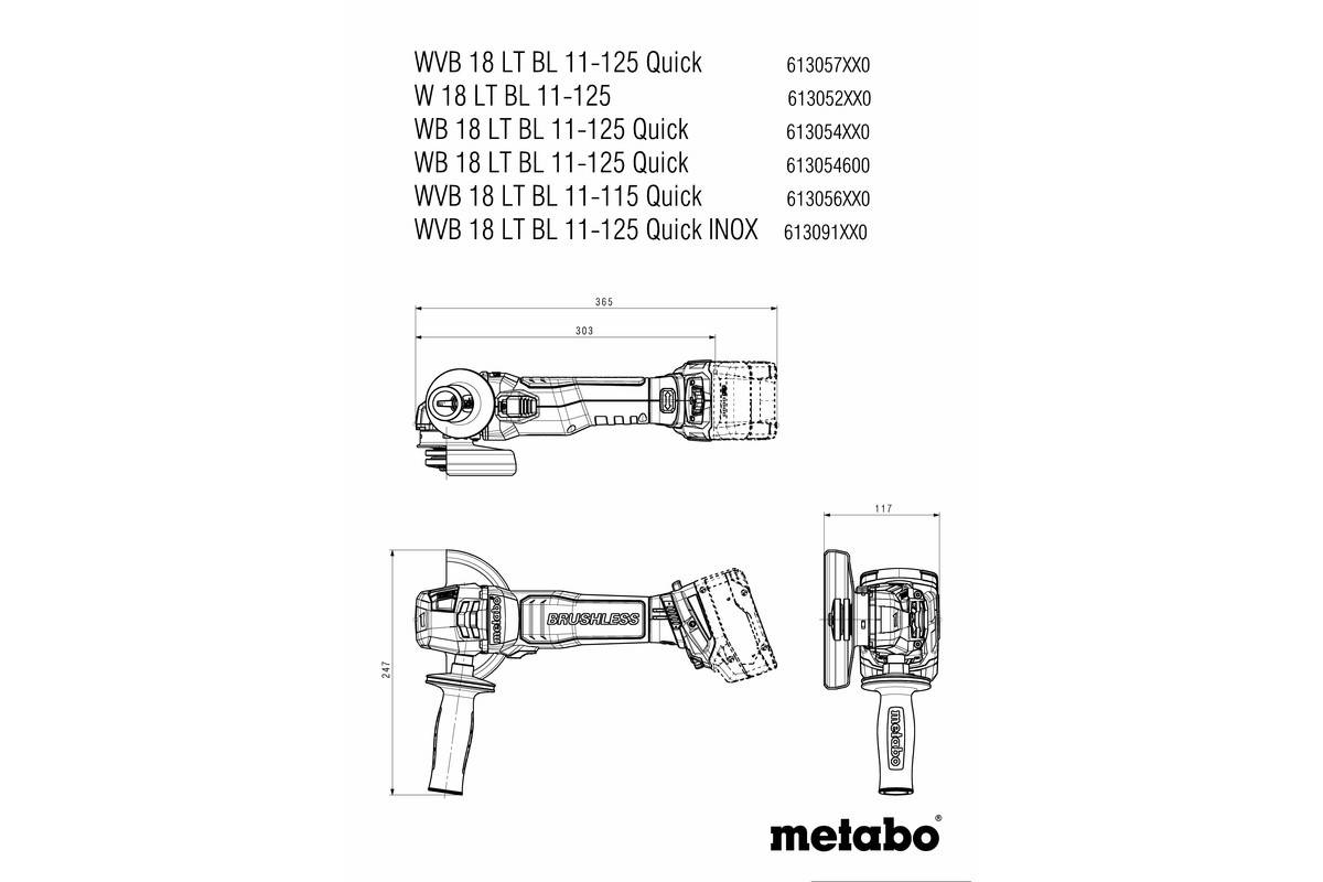 Metabo - Meuleuse 125 mm 18 V sans fil W 18 LT BL 11-125 Pick+Mix - sans batterie ni chargeur - Image 6