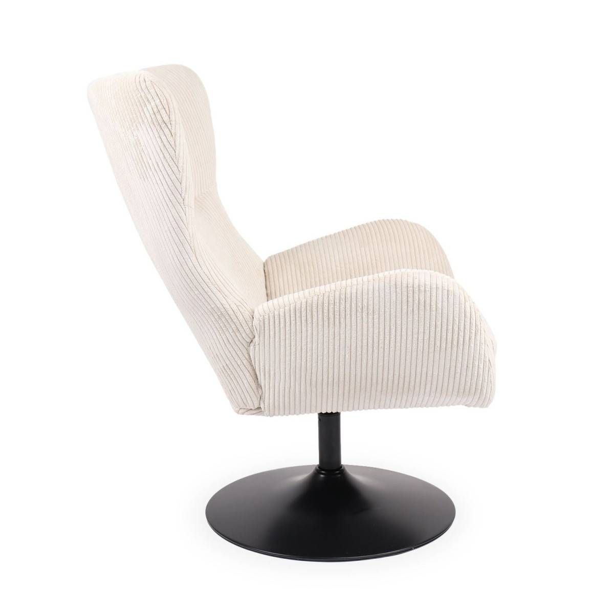Fauteuil Pivotant en Velours Côtelé "Cléo" 97cm Beige - Image 3