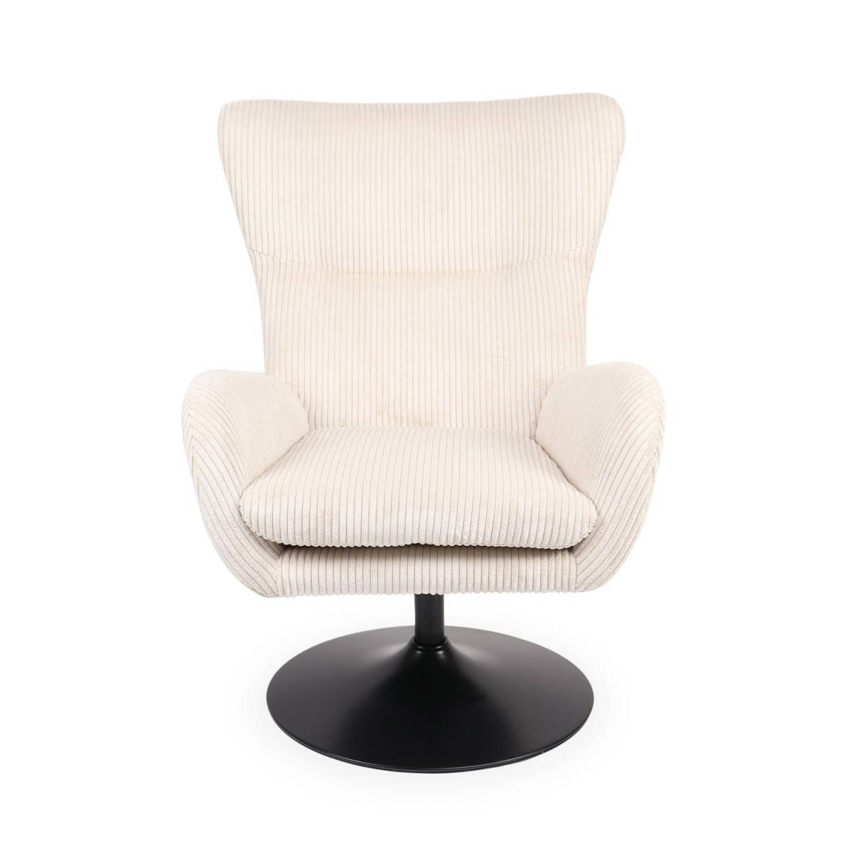 Fauteuil Pivotant en Velours Côtelé "Cléo" 97cm Beige - Image 2