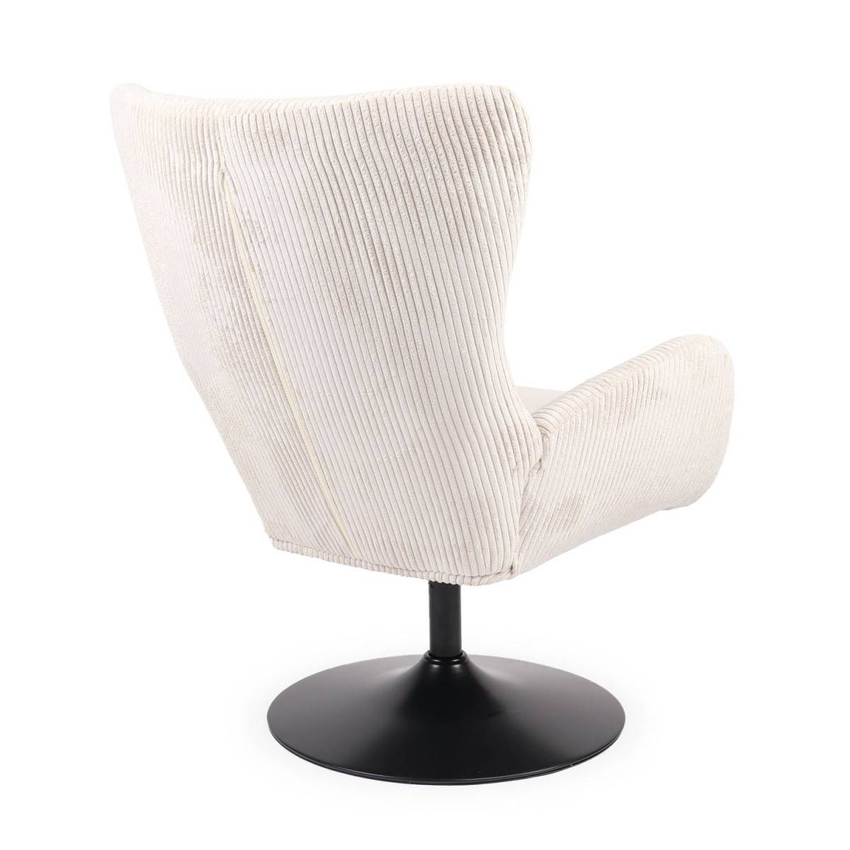 Fauteuil Pivotant en Velours Côtelé "Cléo" 97cm Beige - Image 4