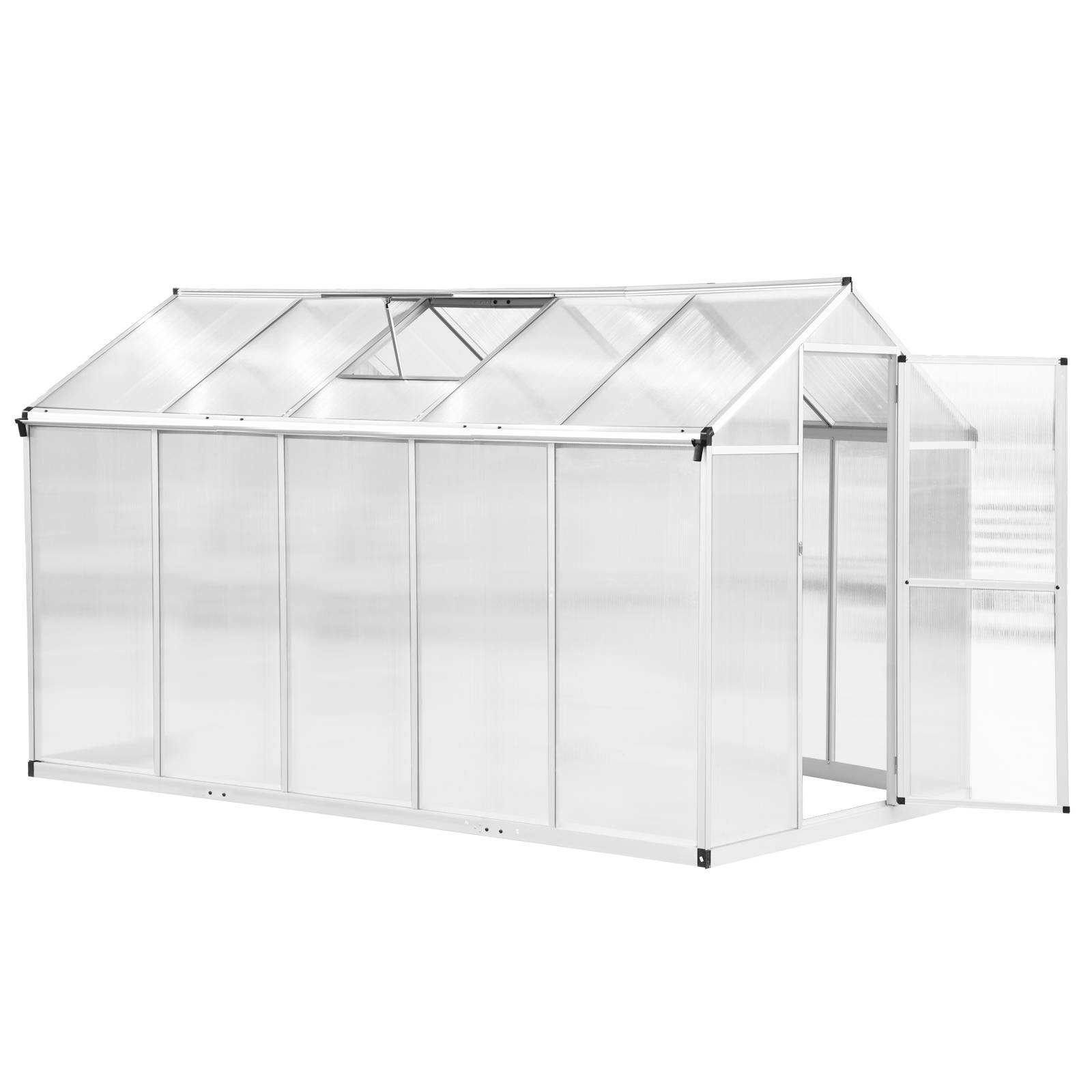 Outsunny - Serre de Jardin 3x2m 5,5m² fondation lucarne porte loquet aluminium polycarbonate - Outsunny - Image 1