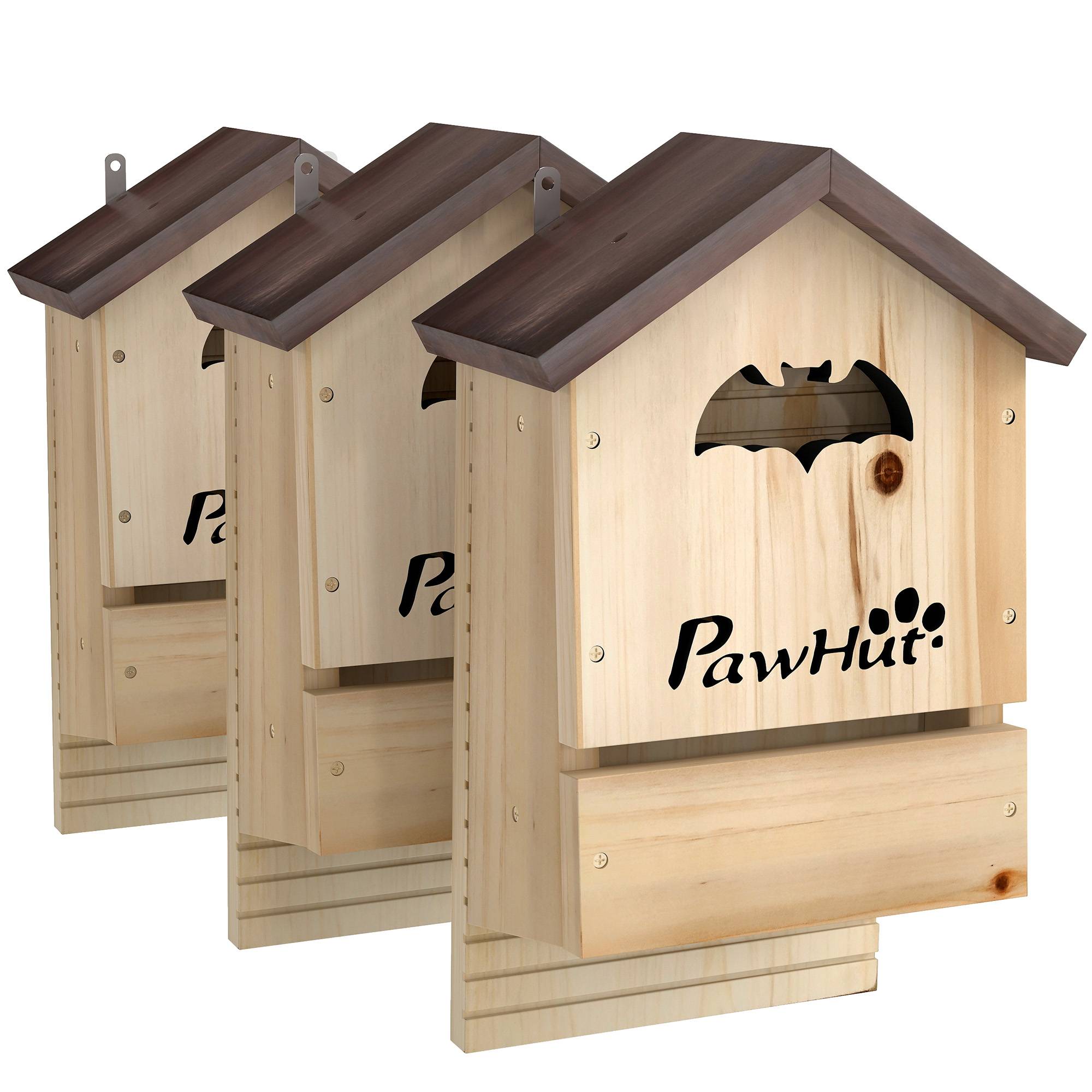 Lot 3 nichoirs chauve-souris sapin massif lutte naturelle nuisibles 21x11x34cm naturel - ComfortXL Outdoor Living - Image 1