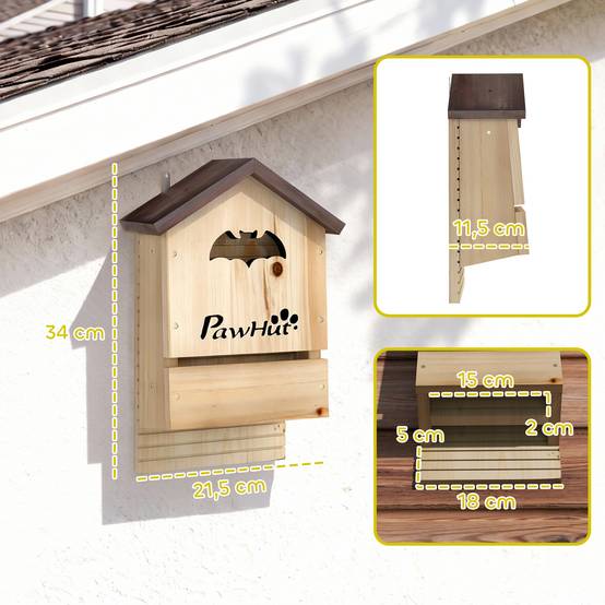 Lot 3 nichoirs chauve-souris sapin massif lutte naturelle nuisibles 21x11x34cm naturel - ComfortXL Outdoor Living - Image 4