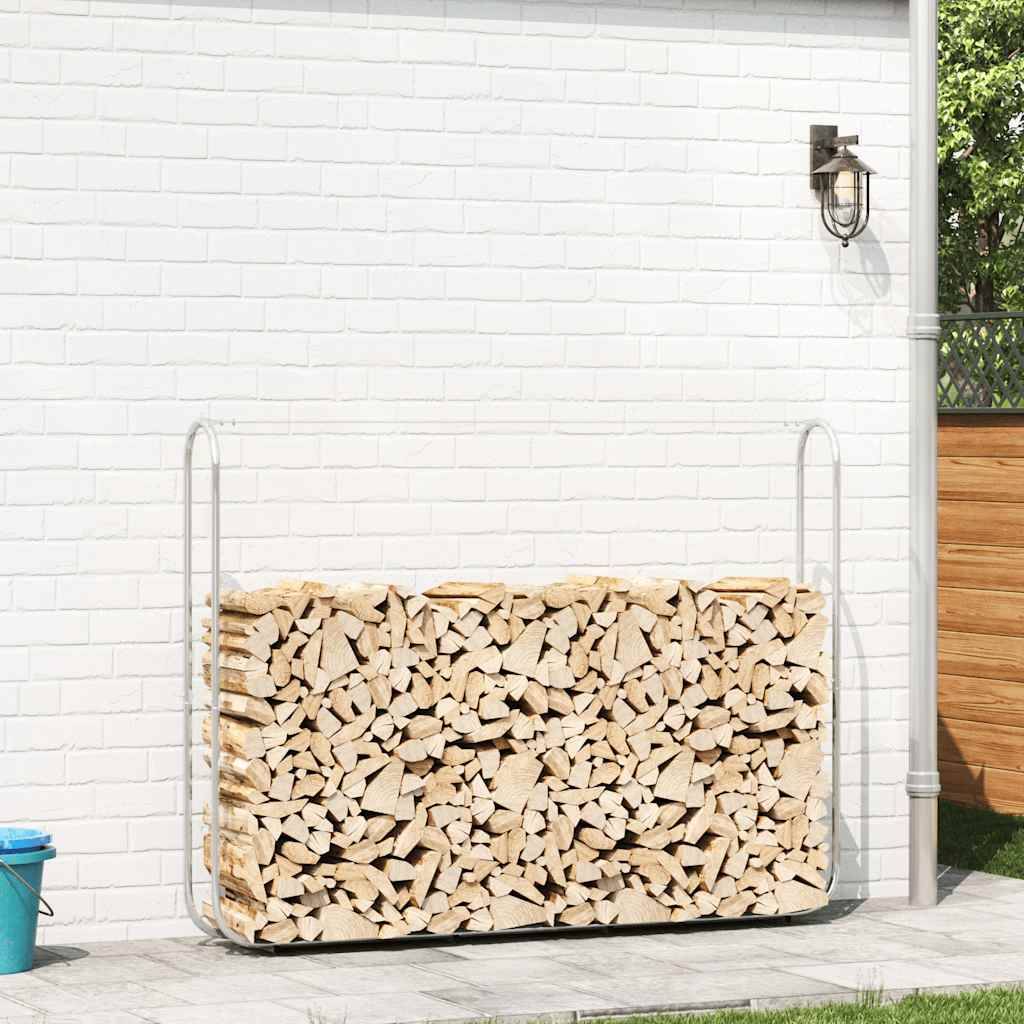 Abri-bûches extérieur acier galvanisé grande capacité pour jardin 200x25x150 cm Argenté - ComfortXL Outdoor Living - Image 3