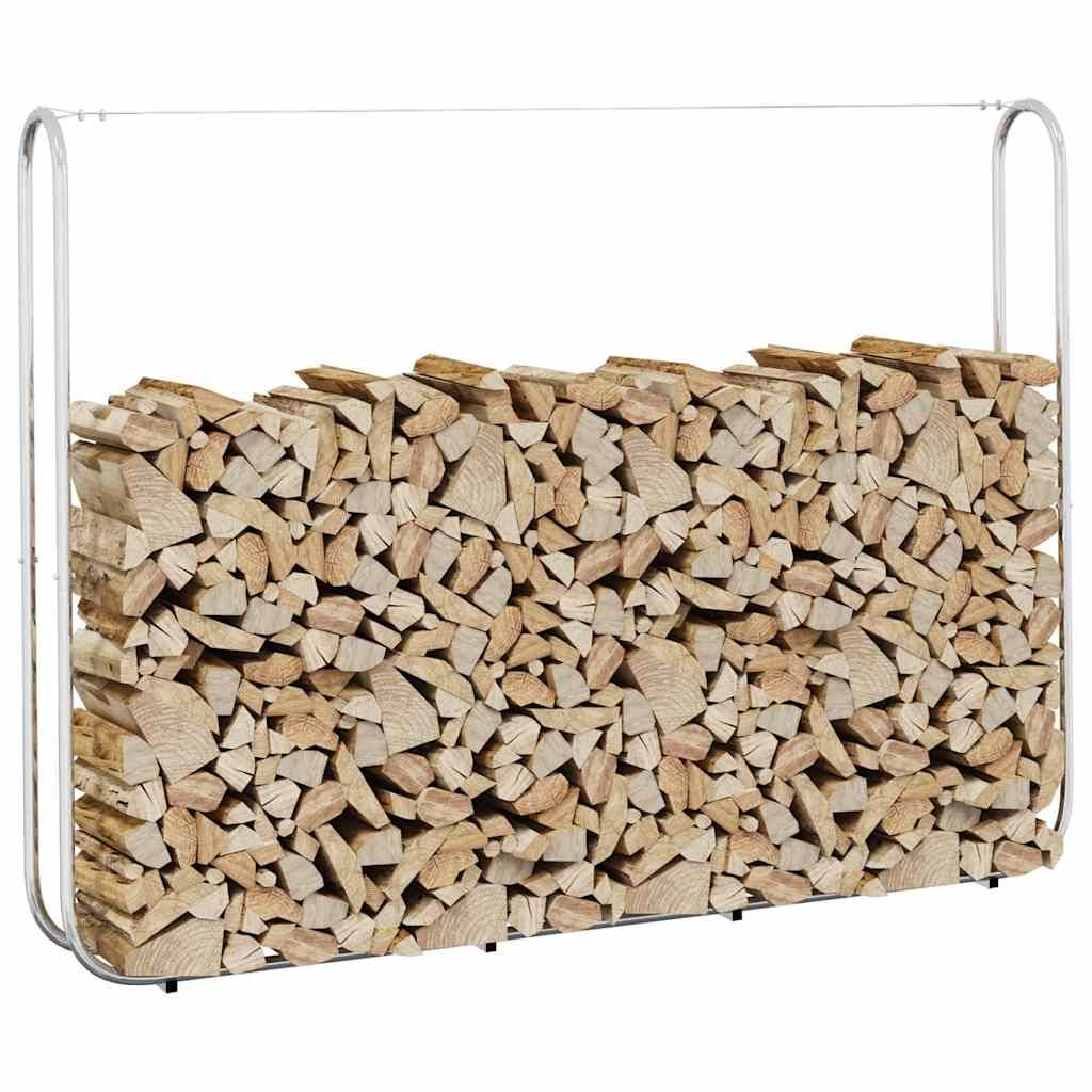Abri-bûches extérieur acier galvanisé grande capacité pour jardin 200x25x150 cm Argenté - ComfortXL Outdoor Living - Image 1
