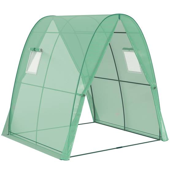 Serre de Jardin Tunnel Acier PE Culture Tomates 2 Portes 180x180x200cm Vert - ComfortXL Outdoor Living - Image 2