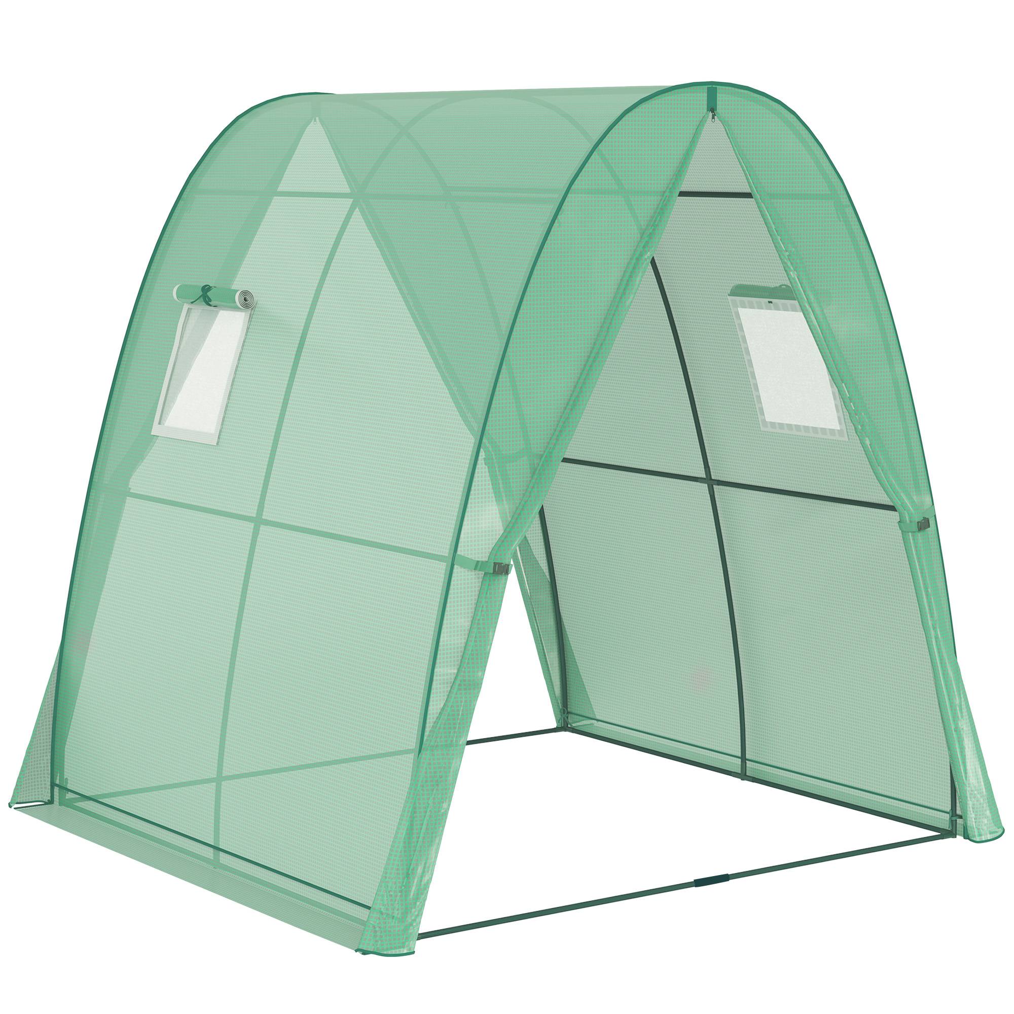 Serre de Jardin Tunnel Acier PE Culture Tomates 2 Portes 180x180x200cm Vert - ComfortXL Outdoor Living - Image 2