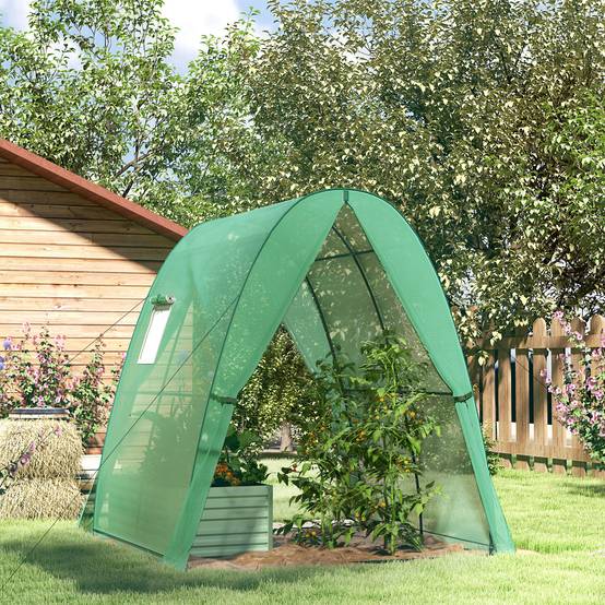 Serre de Jardin Tunnel Acier PE Culture Tomates 2 Portes 180x180x200cm Vert - ComfortXL Outdoor Living - Image 1