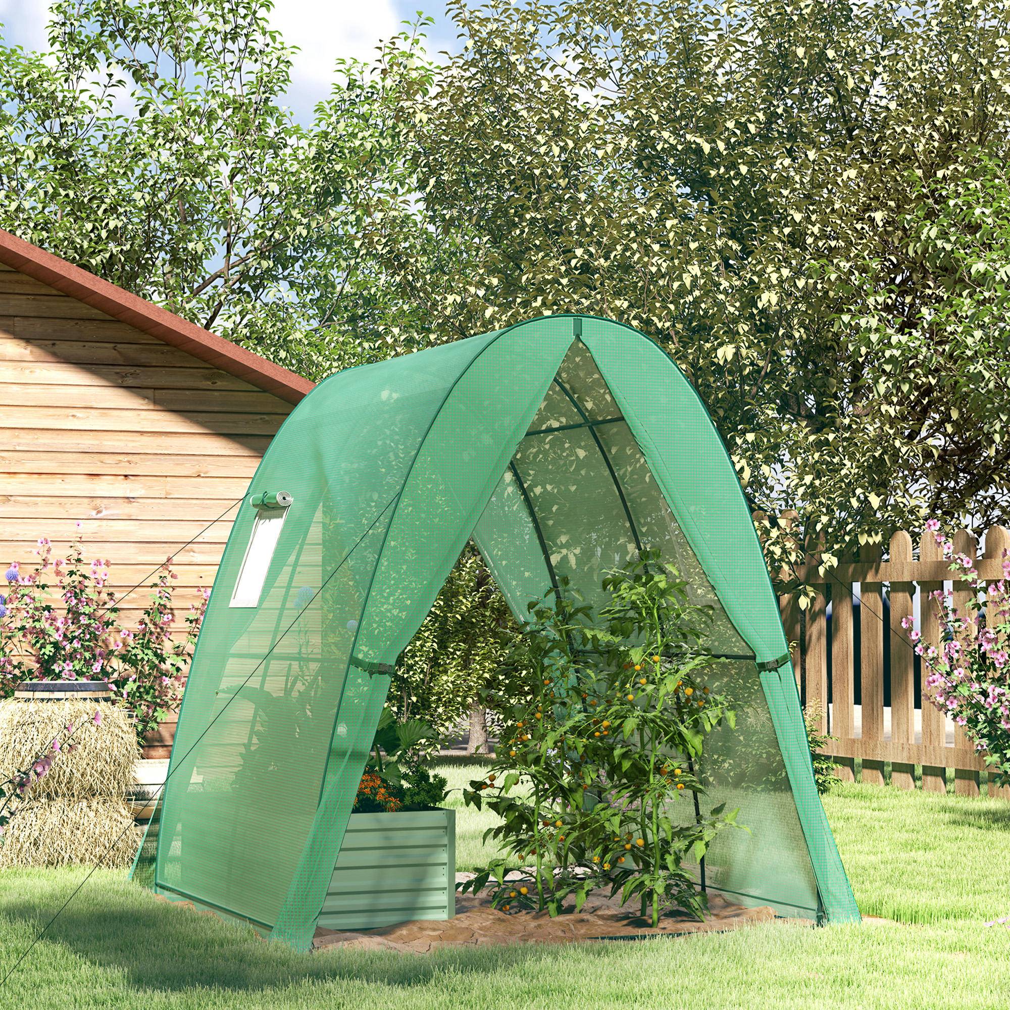 Serre de Jardin Tunnel Acier PE Culture Tomates 2 Portes 180x180x200cm Vert - ComfortXL Outdoor Living - Image 1
