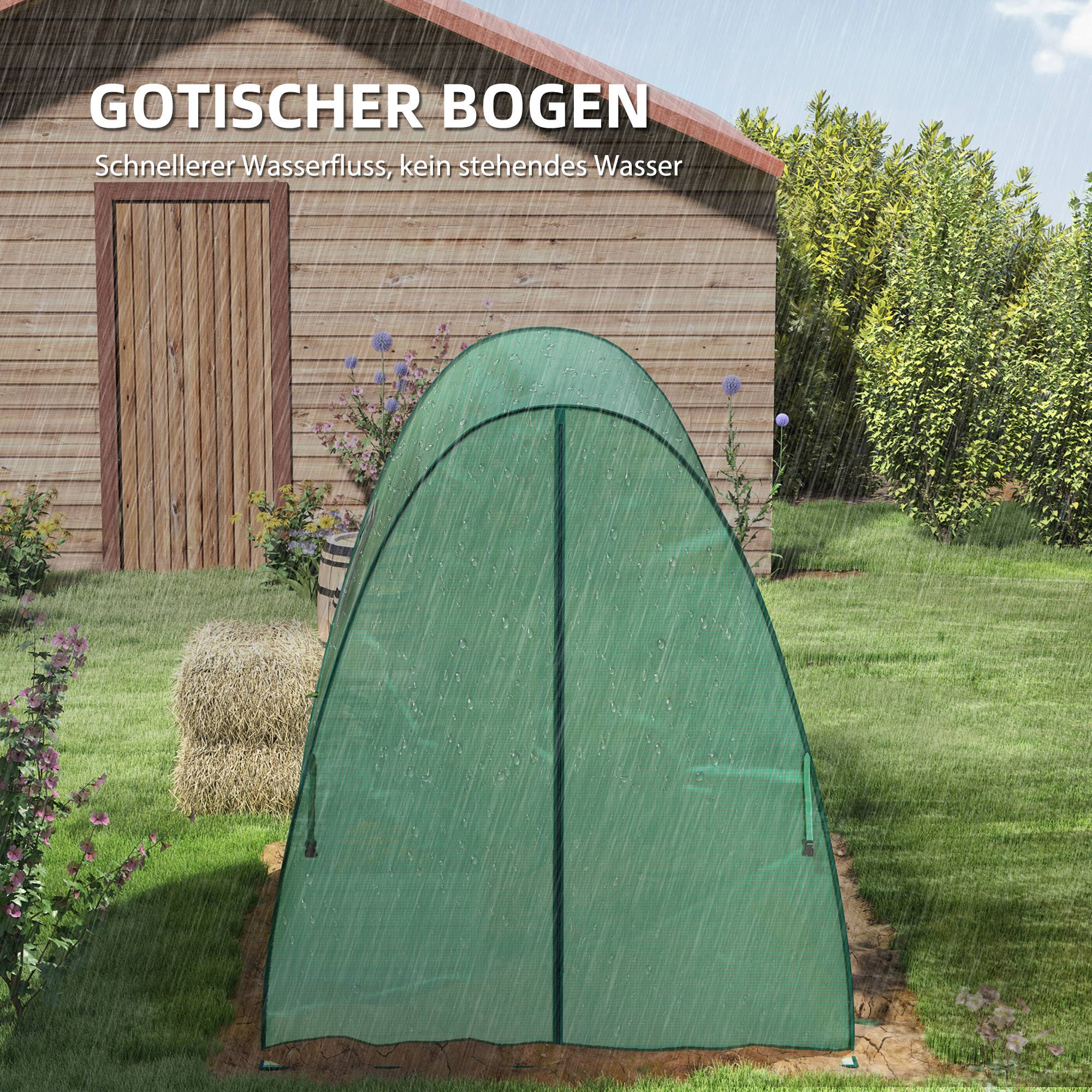 Serre de Jardin Tunnel Acier PE Culture Tomates 2 Portes 180x180x200cm Vert - ComfortXL Outdoor Living - Image 4