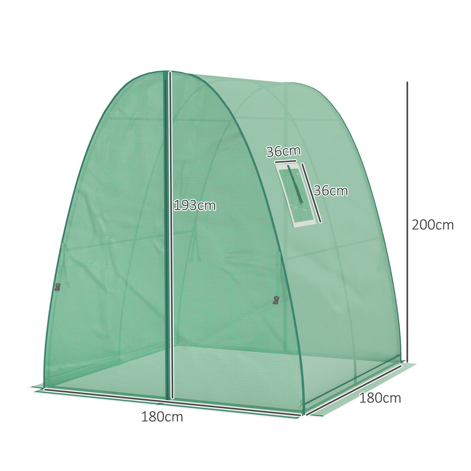Serre de Jardin Tunnel Acier PE Culture Tomates 2 Portes 180x180x200cm Vert - ComfortXL Outdoor Living - Image 3