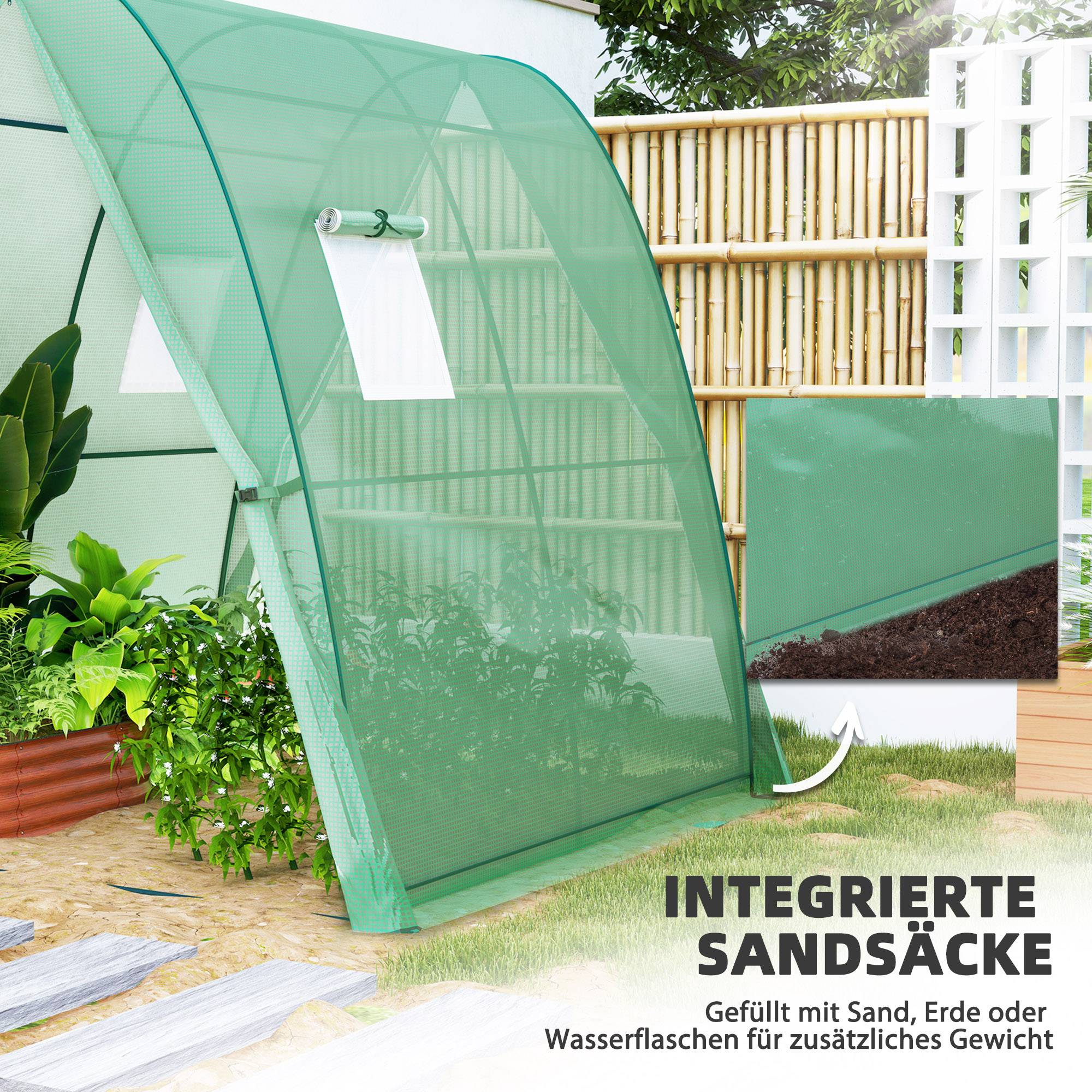Serre de Jardin Tunnel Acier PE Culture Tomates 2 Portes 180x180x200cm Vert - ComfortXL Outdoor Living - Image 5