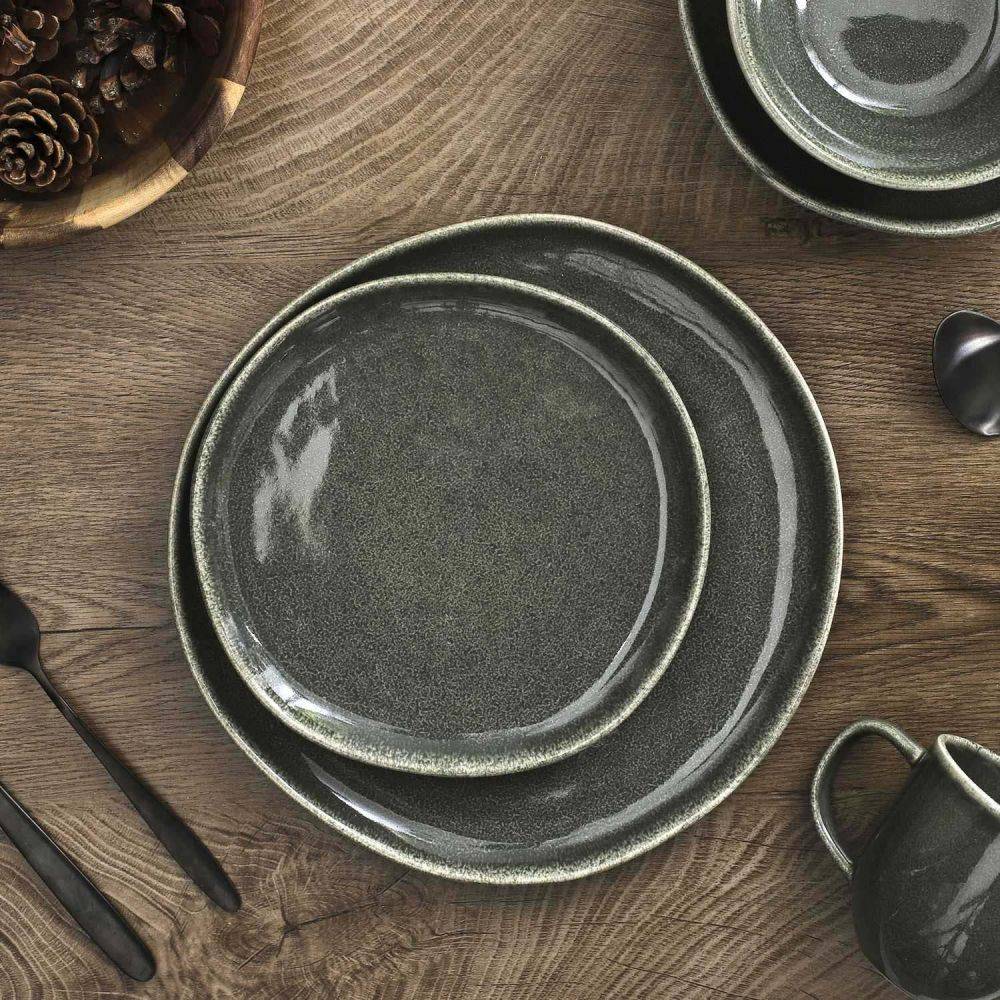 The Home Deco Factory - Assiette en grès vert Black Forest (Lot de 6) Assiette plate - 21 cm - Image 2