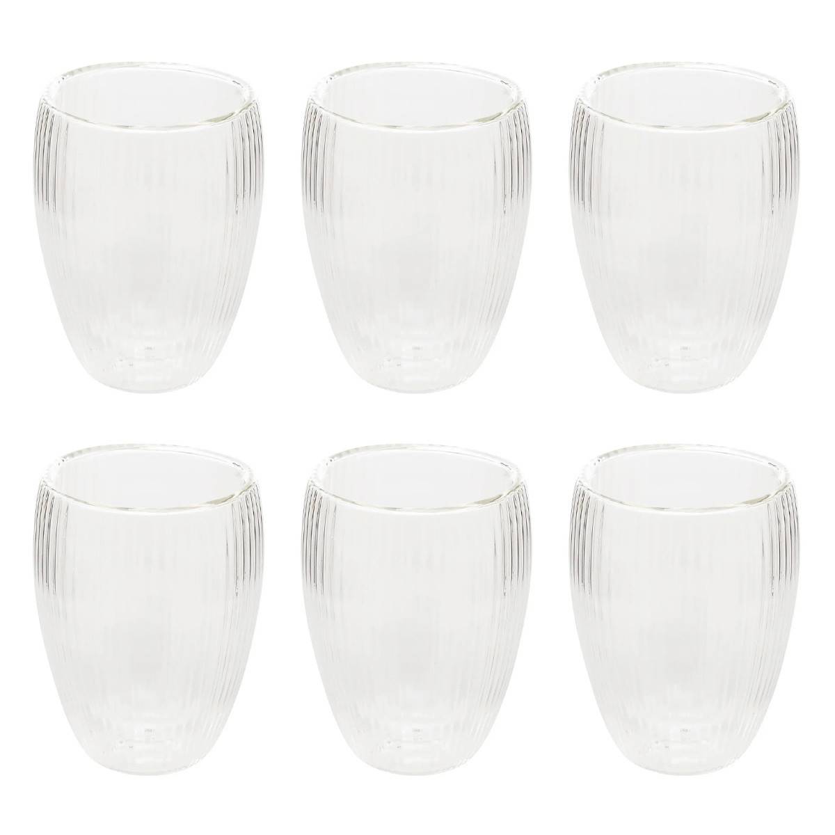 Lot de 6 Mugs Striés "Cléa" 28cl Transparent - Image 1