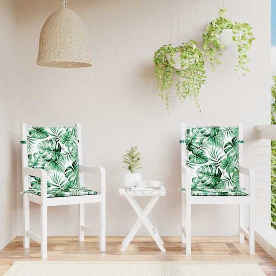ComfortXL - Lot de 2 Coussins Dossier Bas Tissu Oxford Housse Amovible pour Chaise de Jardin Motif Feuilles 100x50cm – ComfortXL Outdoor Living - Image 1