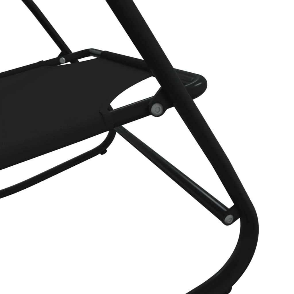 Helloshop26 - Transat chaise longue bain de soleil lit de jardin terrasse meuble d'extérieur à bascule noir acier et textilène - Image 4