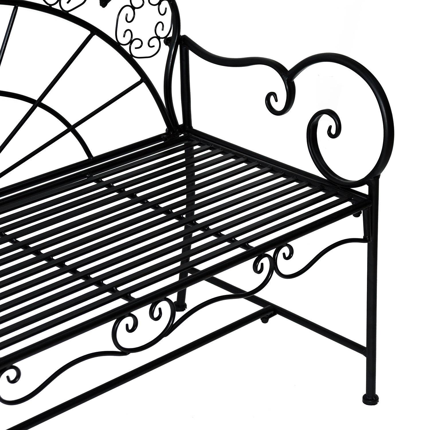 Banc extérieur 2 places 107x55,5x92 cm, structure robuste et antirouille, pour terrasse et jardin, couleur noire - Image 9