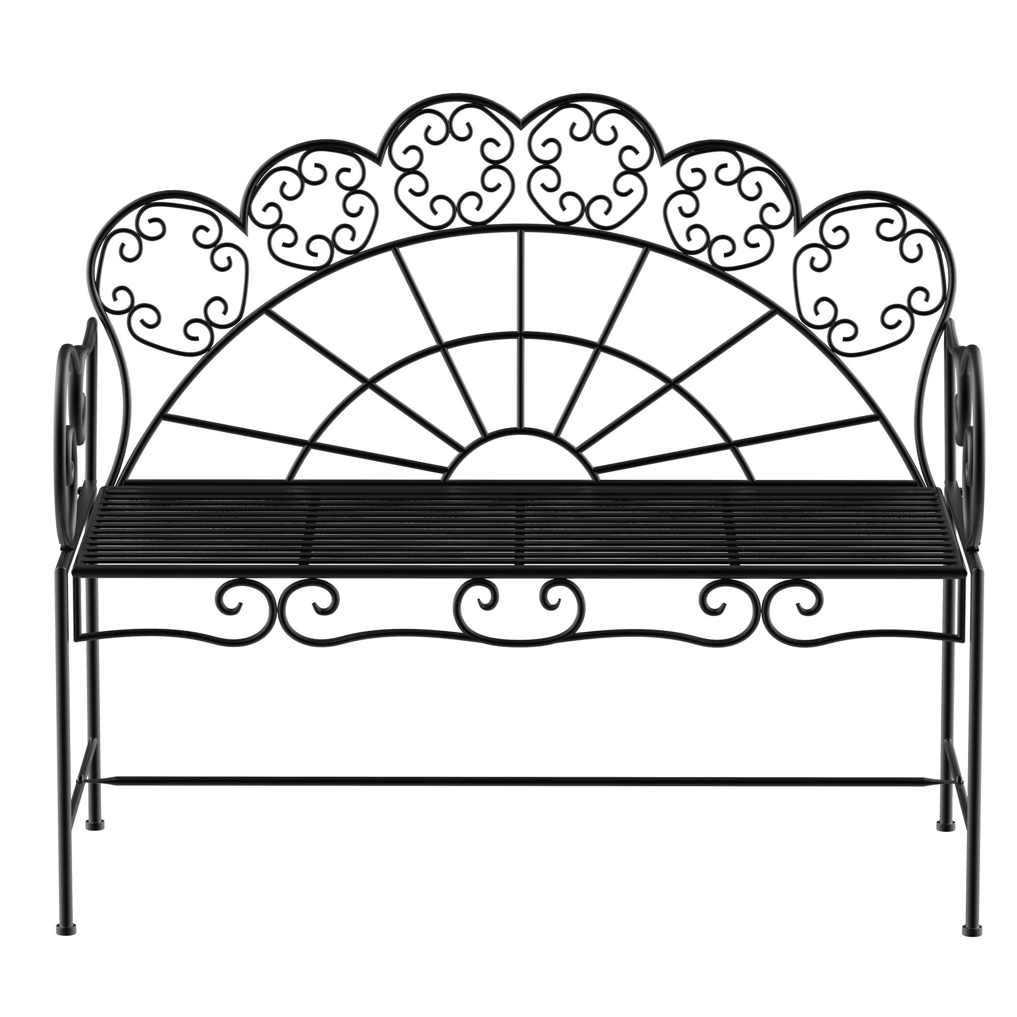 Banc extérieur 2 places 107x55,5x92 cm, structure robuste et antirouille, pour terrasse et jardin, couleur noire - Image 2