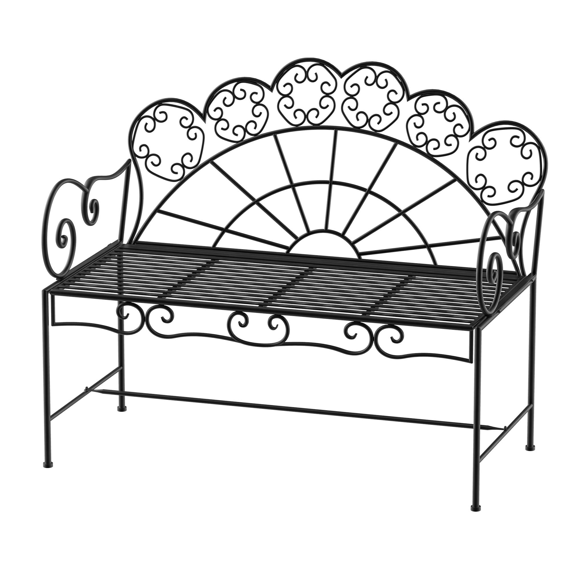Banc extérieur 2 places 107x55,5x92 cm, structure robuste et antirouille, pour terrasse et jardin, couleur noire - Image 1