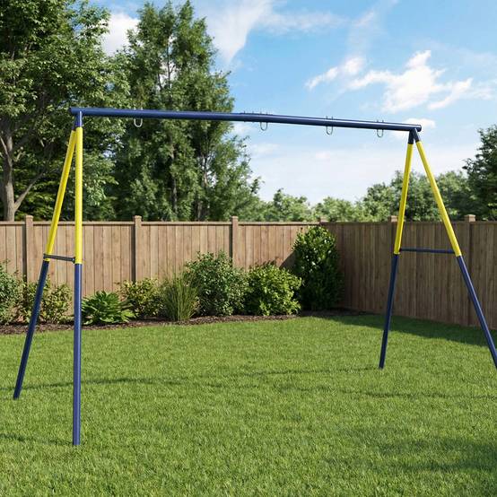 Cadre de balançoire bleu métallique pour 2 sièges charge 150kg compatible siège gigogne - Image 9