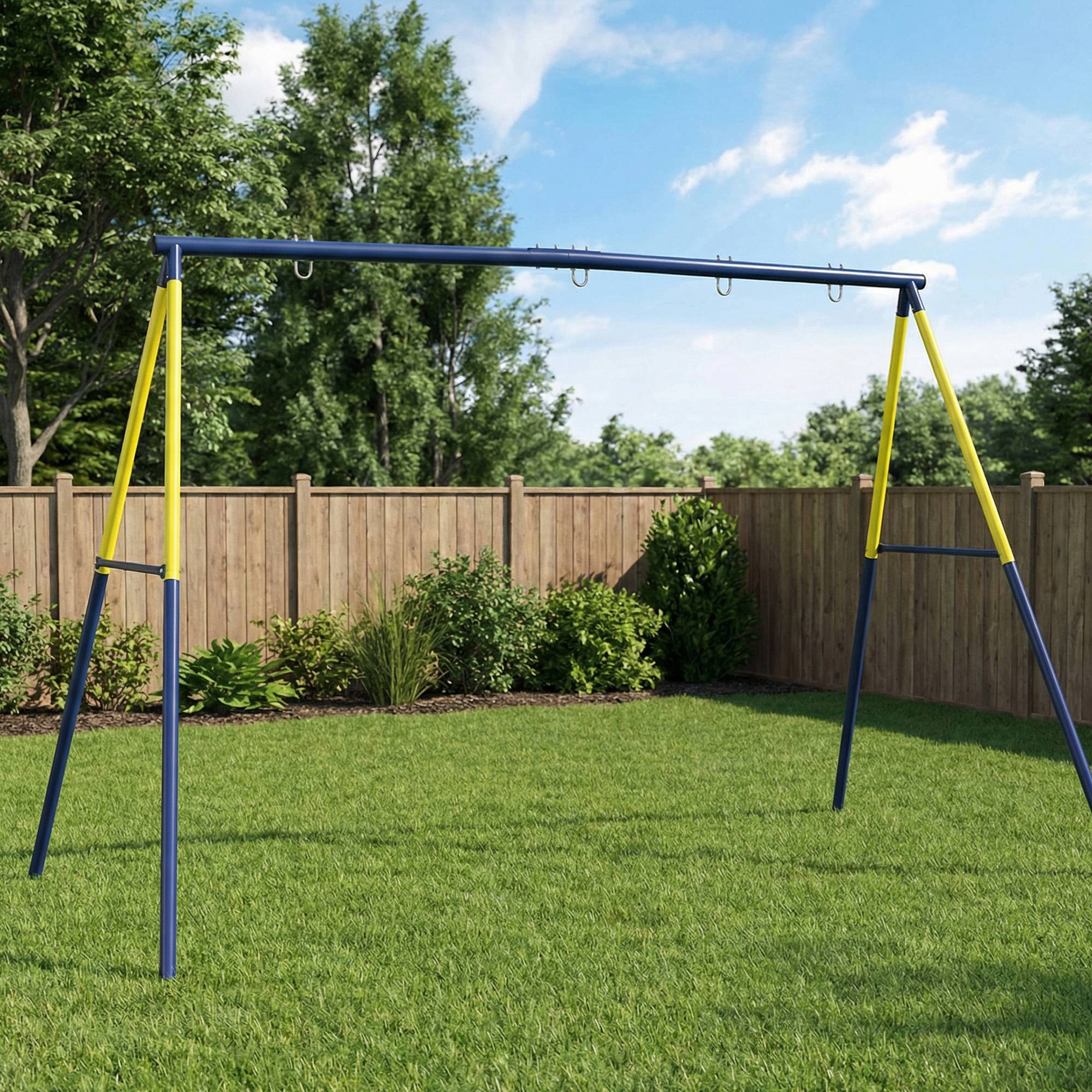 Cadre de balançoire bleu métallique pour 2 sièges charge 150kg compatible siège gigogne - Image 9
