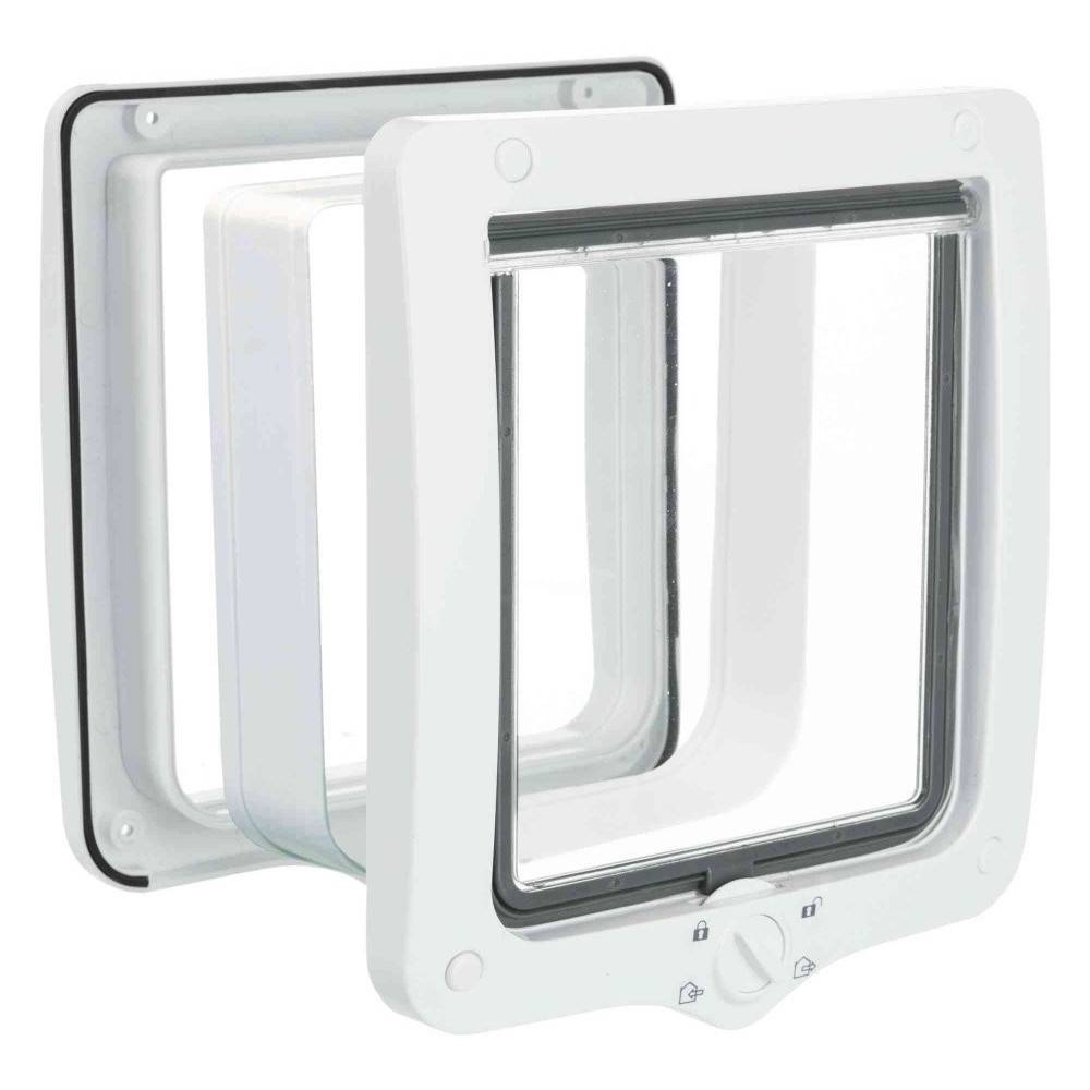 Animallparadise - Chatière 4 positions XL avec tunnel 24 × 28 cm extérieur blanche pour chat - Image 1