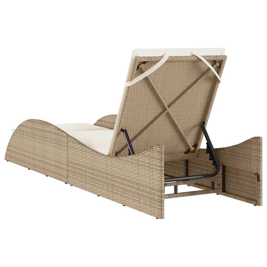 Maison Chic - Bain de soleil - Transat - Chaise longue avec coussin beige 60x205x73 cm résine tressée - MEUBLE PRO-JU6614 - Image 6