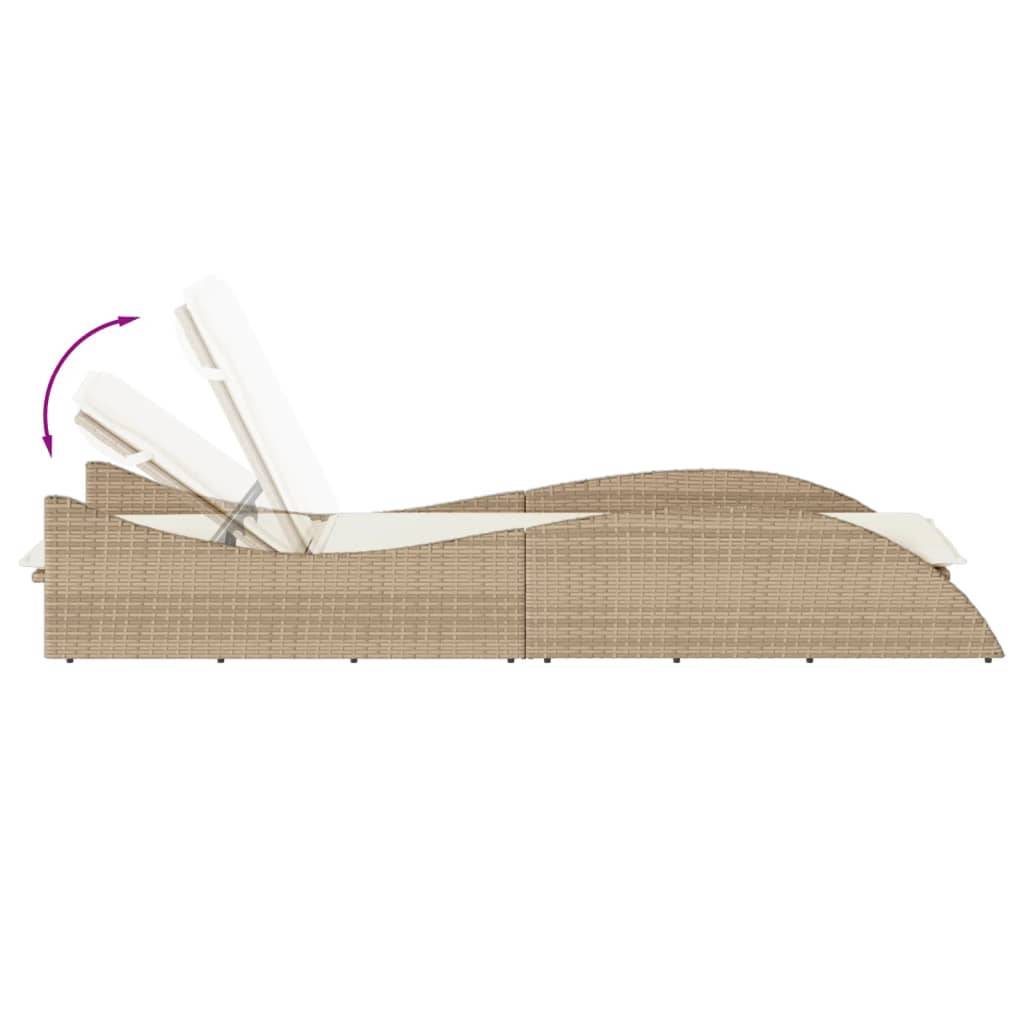 Maison Chic - Bain de soleil - Transat - Chaise longue avec coussin beige 60x205x73 cm résine tressée - MEUBLE PRO-JU6614 - Image 7