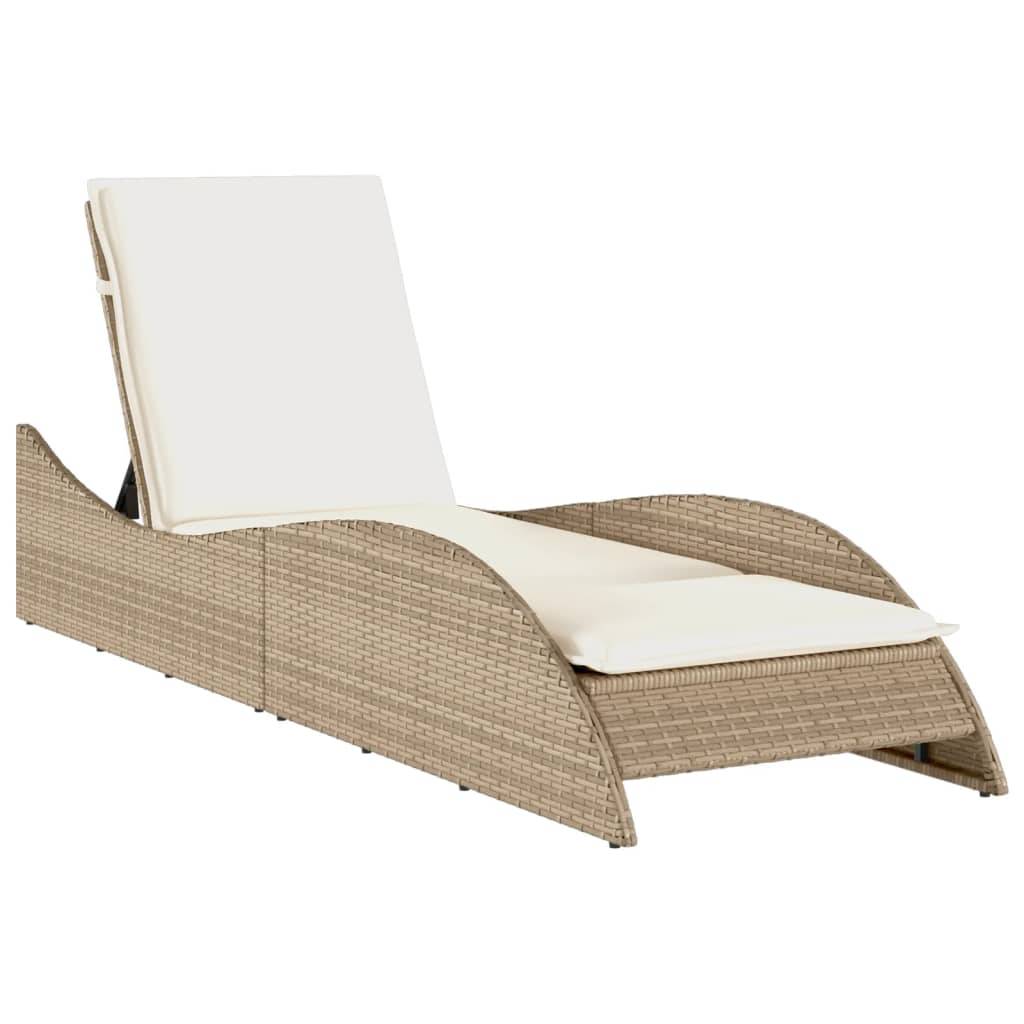Maison Chic - Bain de soleil - Transat - Chaise longue avec coussin beige 60x205x73 cm résine tressée - MEUBLE PRO-JU6614 - Image 1