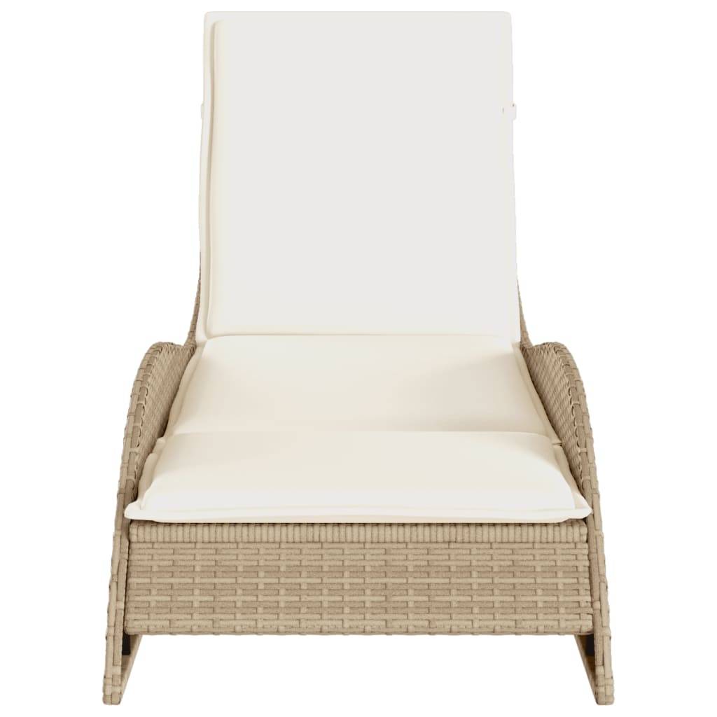 Maison Chic - Bain de soleil - Transat - Chaise longue avec coussin beige 60x205x73 cm résine tressée - MEUBLE PRO-JU6614 - Image 4