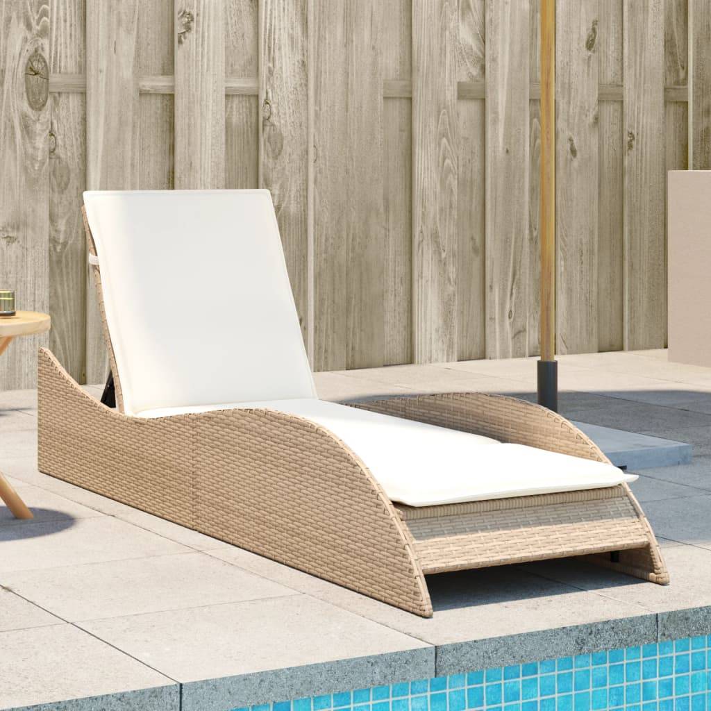 Maison Chic - Bain de soleil - Transat - Chaise longue avec coussin beige 60x205x73 cm résine tressée - MEUBLE PRO-JU6614 - Image 2