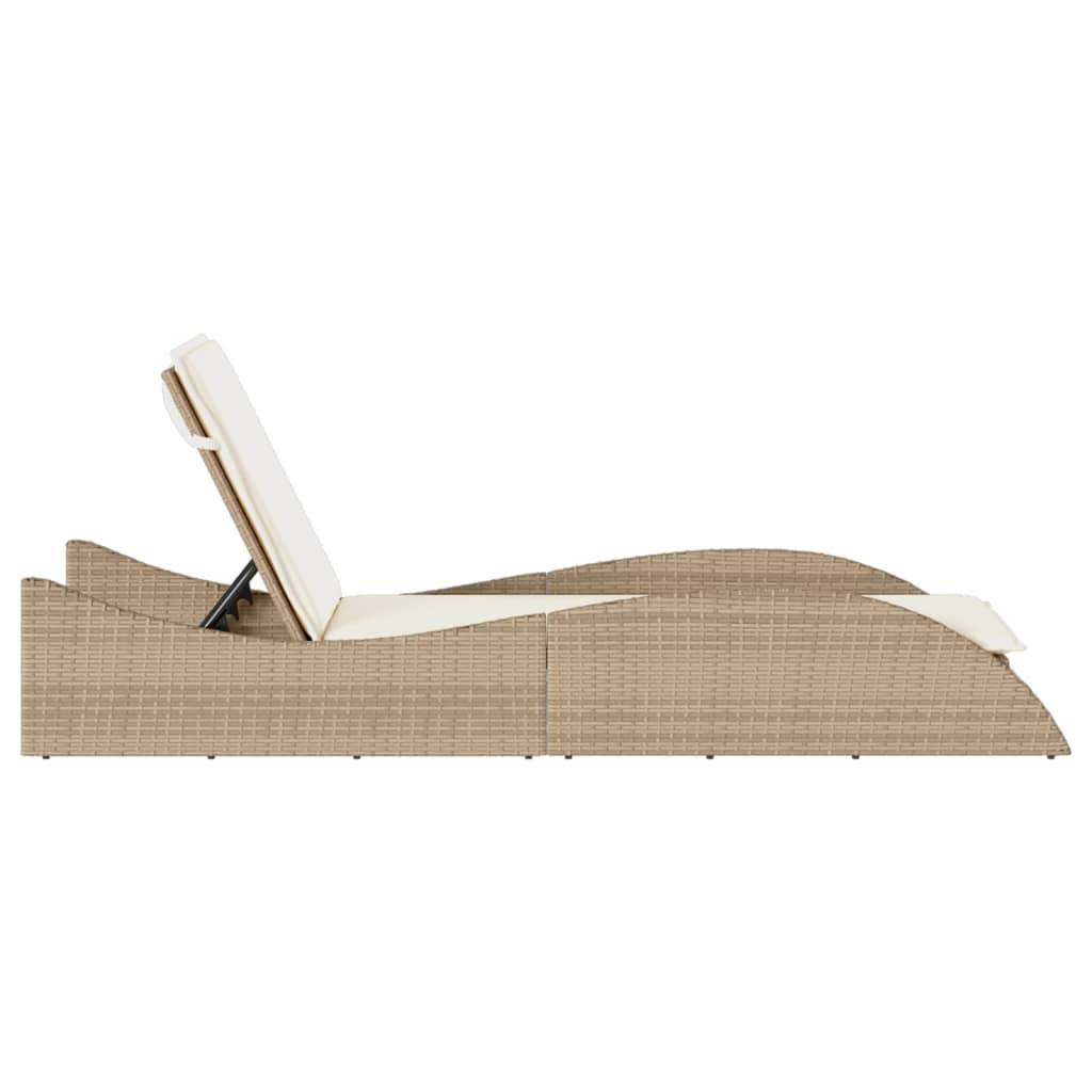 Maison Chic - Bain de soleil - Transat - Chaise longue avec coussin beige 60x205x73 cm résine tressée - MEUBLE PRO-JU6614 - Image 5