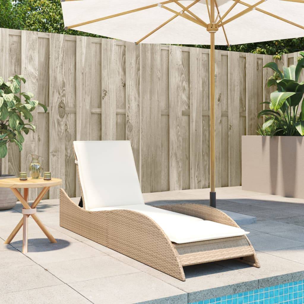 Maison Chic - Bain de soleil - Transat - Chaise longue avec coussin beige 60x205x73 cm résine tressée - MEUBLE PRO-JU6614 - Image 3