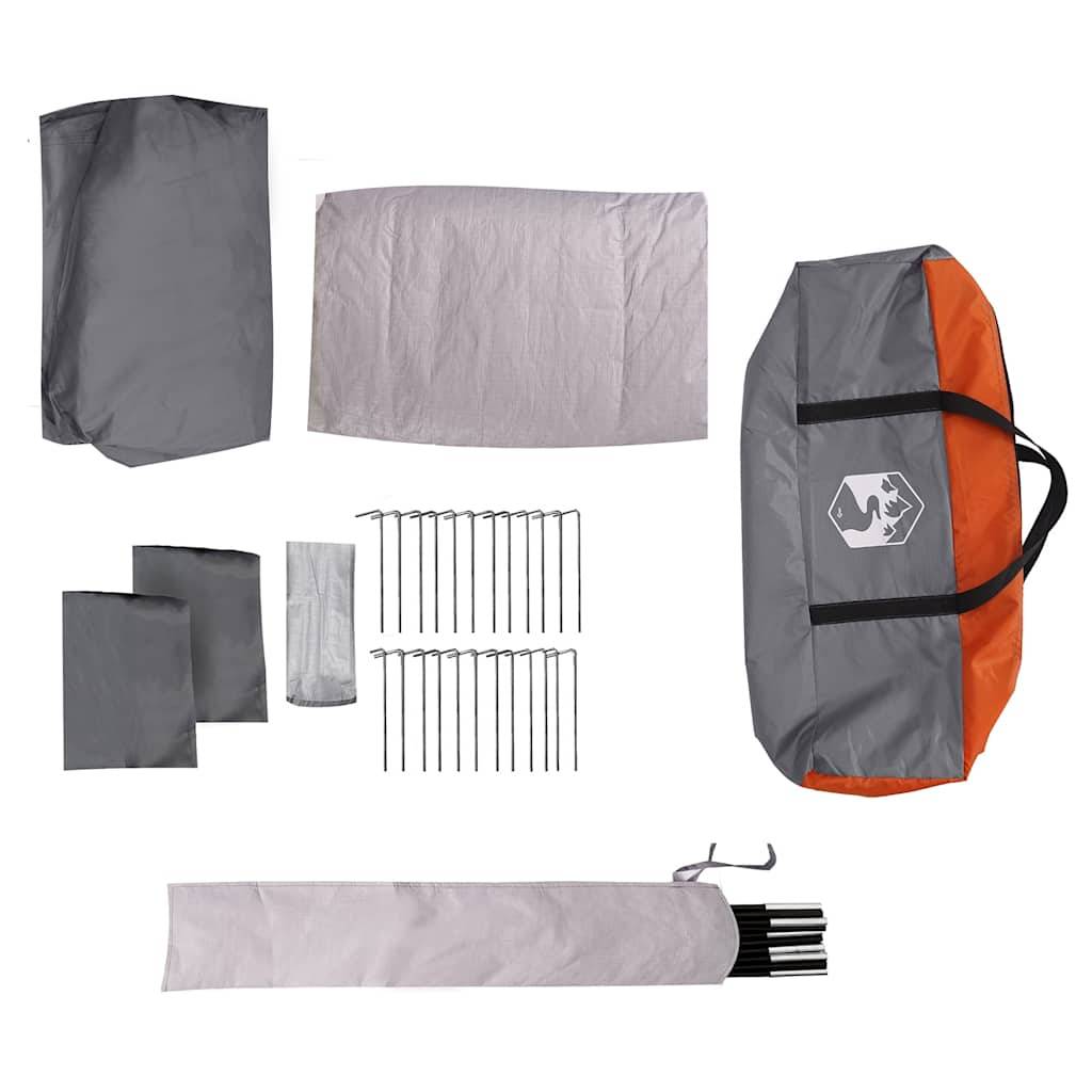 Grande Tente Familiale 9 Personnes Dôme Polyester Imperméable 3 Chambres pour Groupe Gris et Orange – ComfortXL Outdoor Living - Image 6