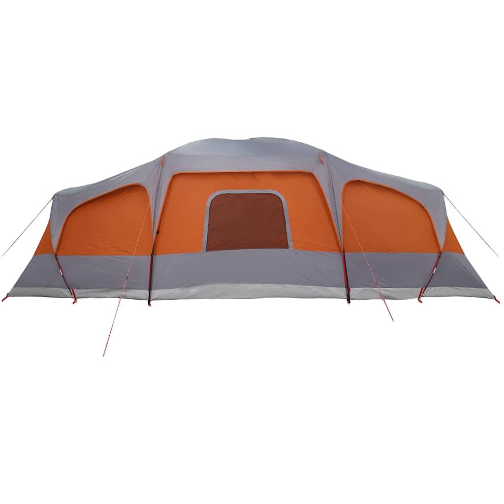 Grande Tente Familiale 9 Personnes Dôme Polyester Imperméable 3 Chambres pour Groupe Gris et Orange – ComfortXL Outdoor Living - Image 8