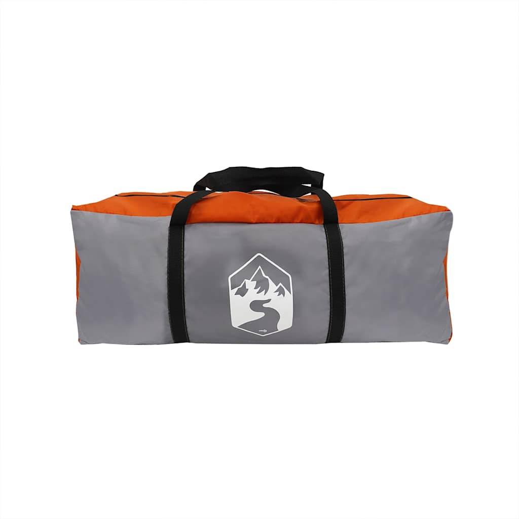 Grande Tente Familiale 9 Personnes Dôme Polyester Imperméable 3 Chambres pour Groupe Gris et Orange – ComfortXL Outdoor Living - Image 5