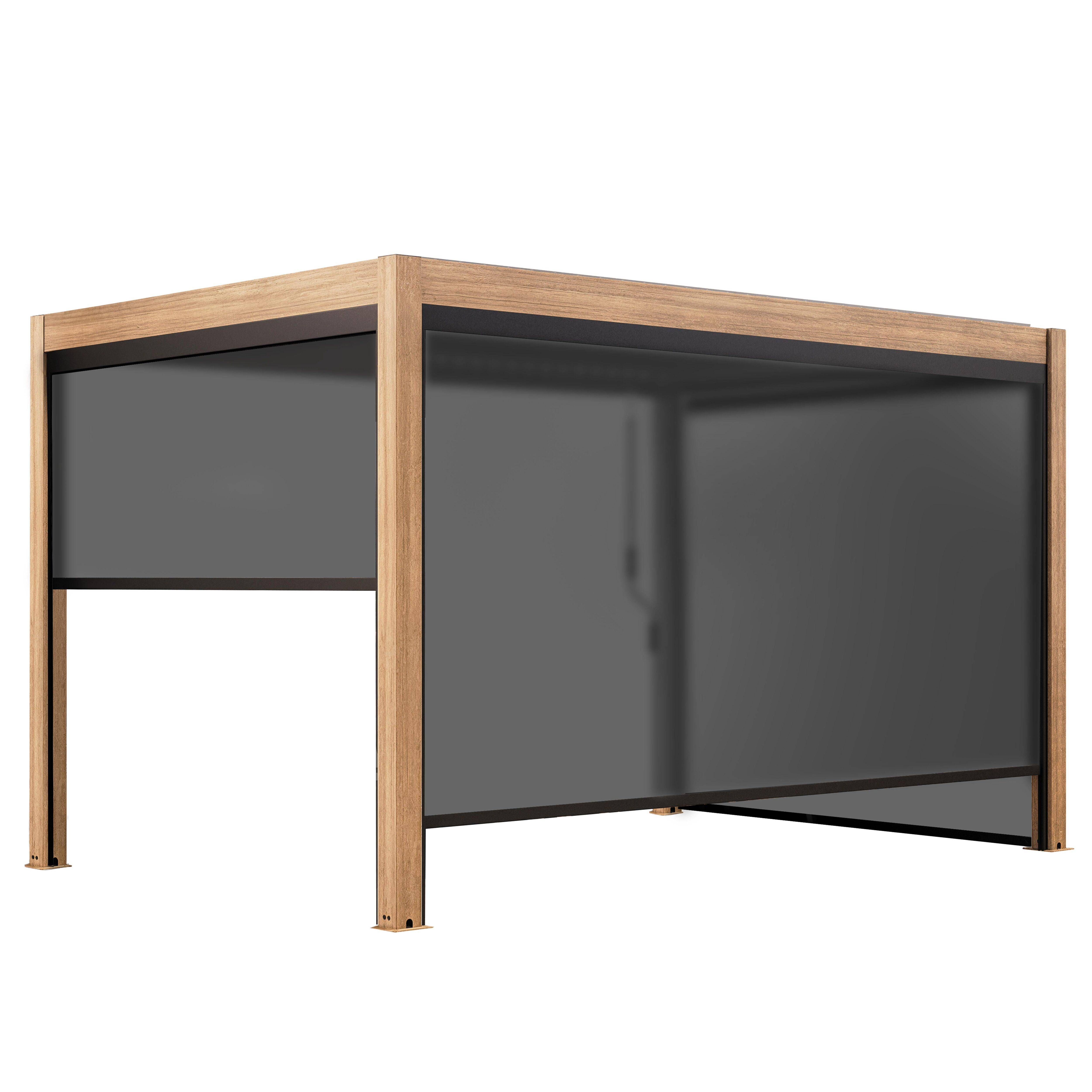 Oviala - Pergola bioclimatique autoportée 3x4m et 3 stores bois gris Athenes - Oviala - Image 2
