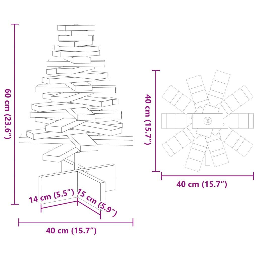 Maison Chic - Sapin de Noël | Arbre de Noël en bois pour décoration 60 cm bois massif de pin Maison Chic - Image 8