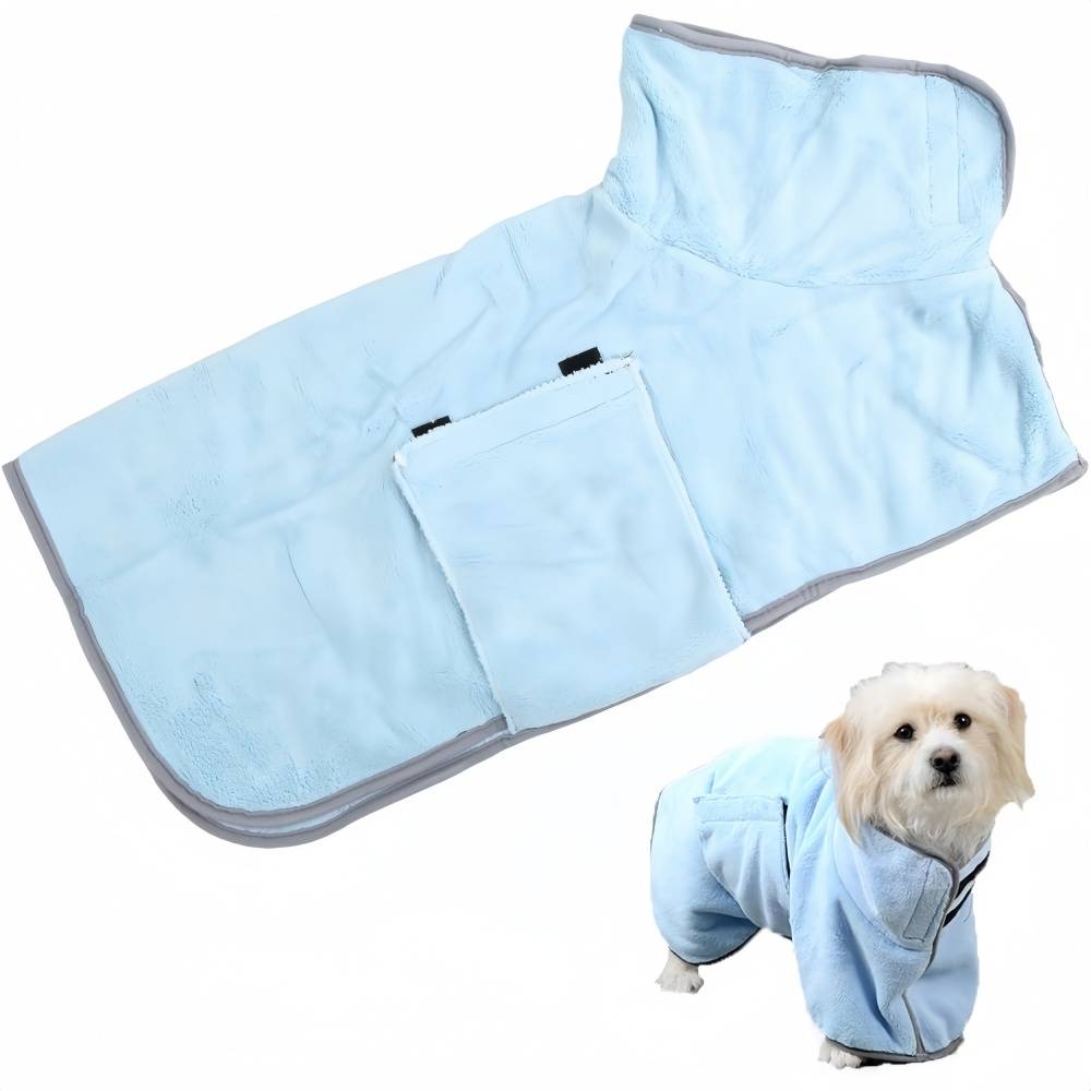 Peignoir Microfibre Bleu Pour Petit Chien - S - Image 1