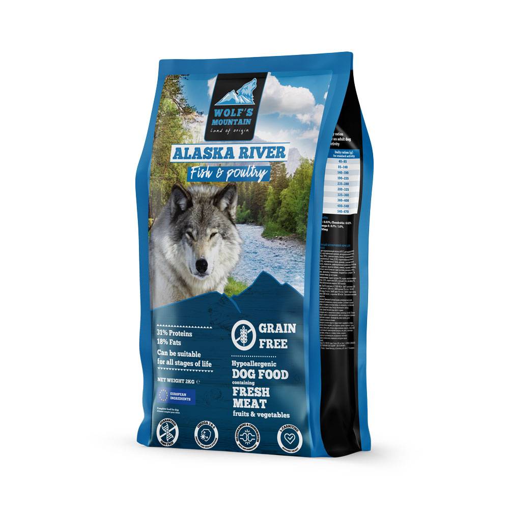 0 - Croquettes pour chien adulte au saumon Wolf's Mountain Alaska River 2kg
