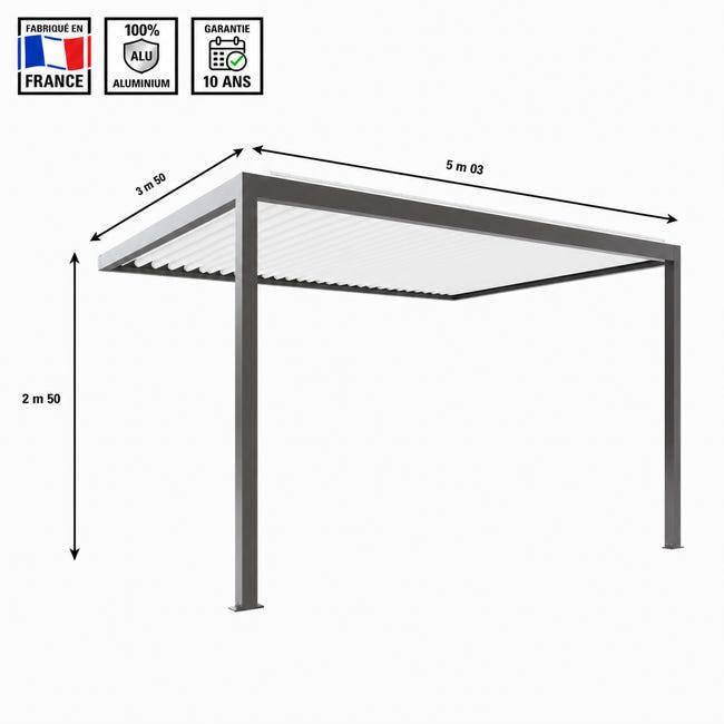 Pergola Bioclimatique Aluminium Adossée Motorisée Éclairée 5x3,5 Gris SV ORIAL France - Image 2