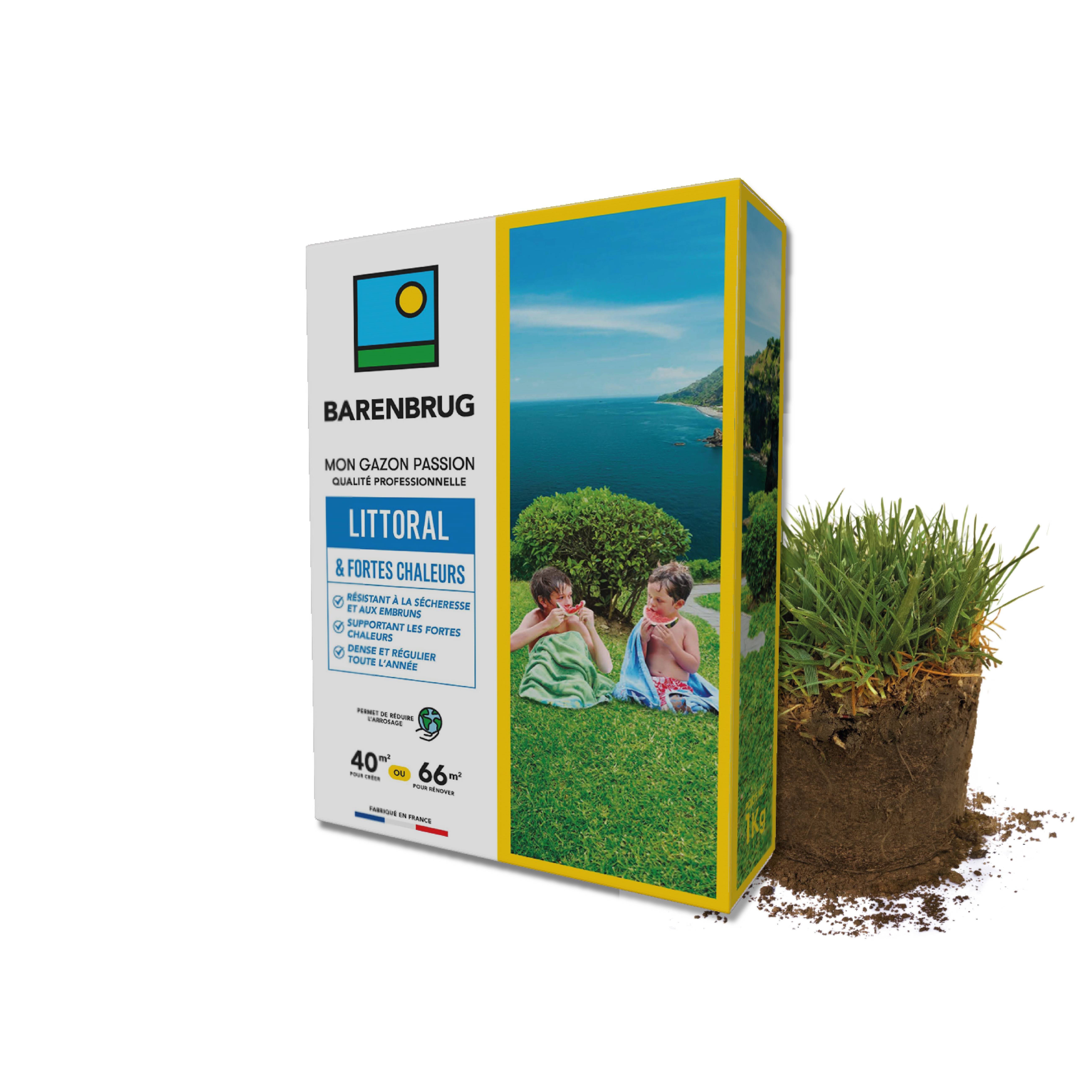 Barenbrug - Gazon Littoral & Fortes chaleurs - Résistant Sécheresse et Embruns - Supportant Fortes Chaleurs - Dense et Régulier Toute l'Année - 1KG - BARENBRUG - Image 1