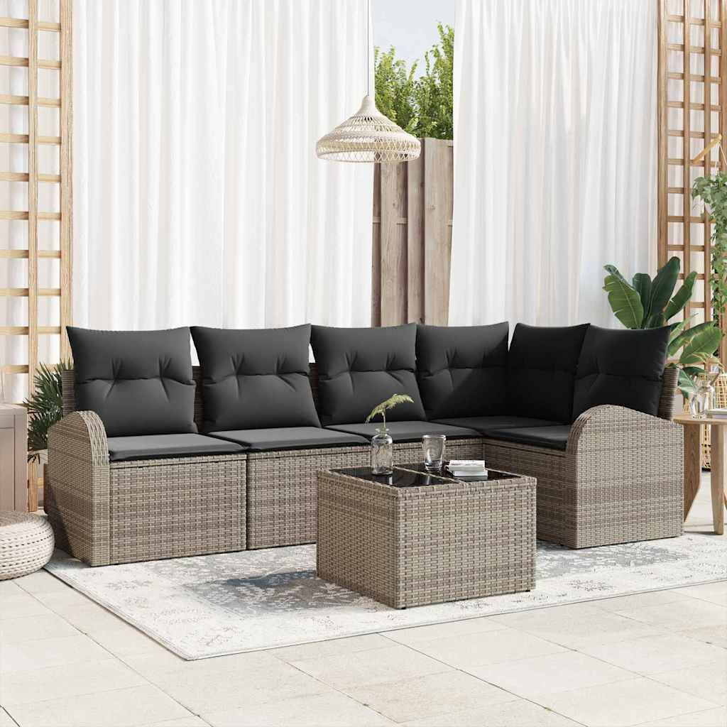 ComfortXL - Petit Salon de Jardin Polyrotin Modulable 5 Places 6 Pièces pour Balcon Terrasse Gris – ComfortXL Outdoor Living - Image 1