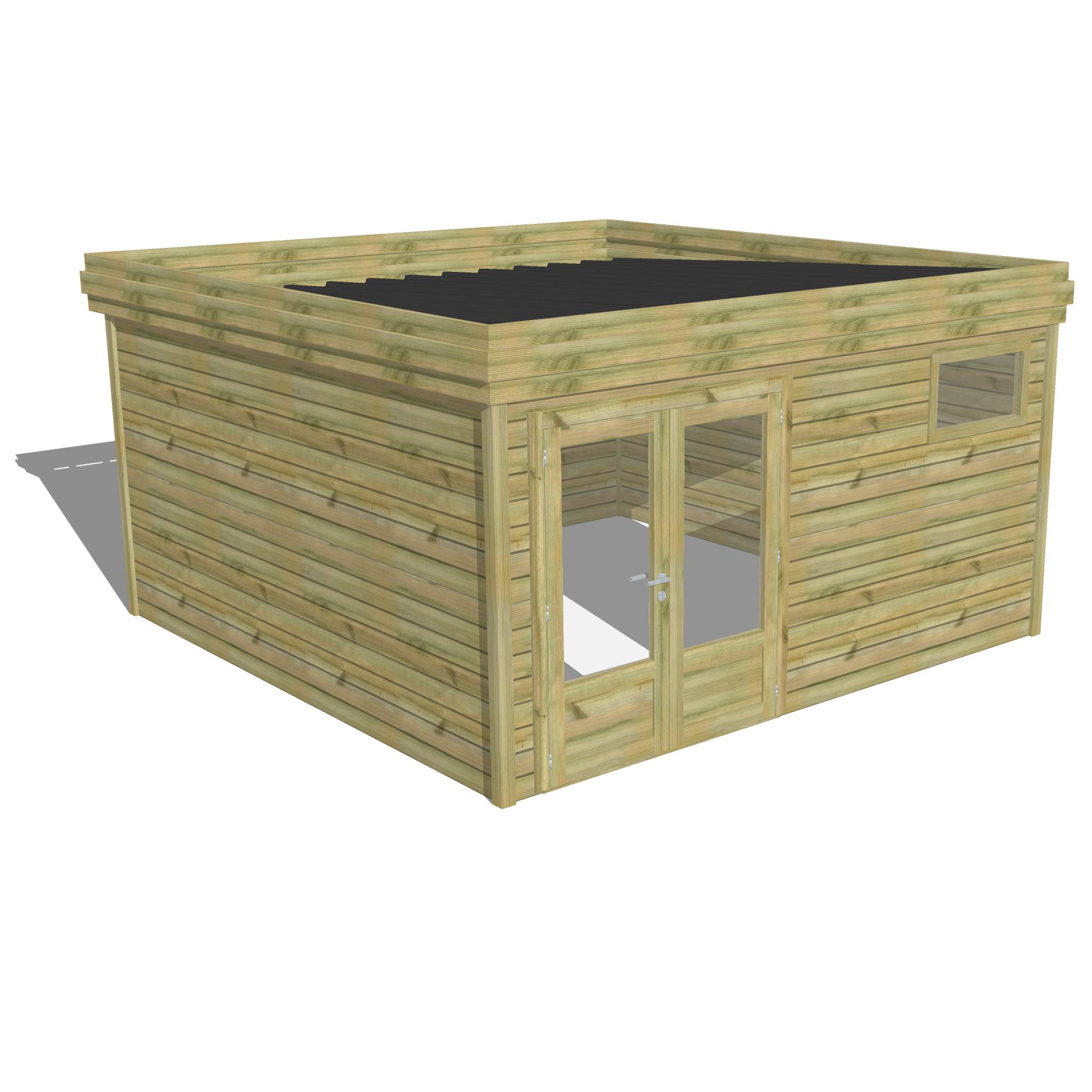 Abri Français - ABRI DE JARDIN bois autoclave 27mm - 4,34x4,34m / 19m2 - Bac acier - Abri Français - Image 1