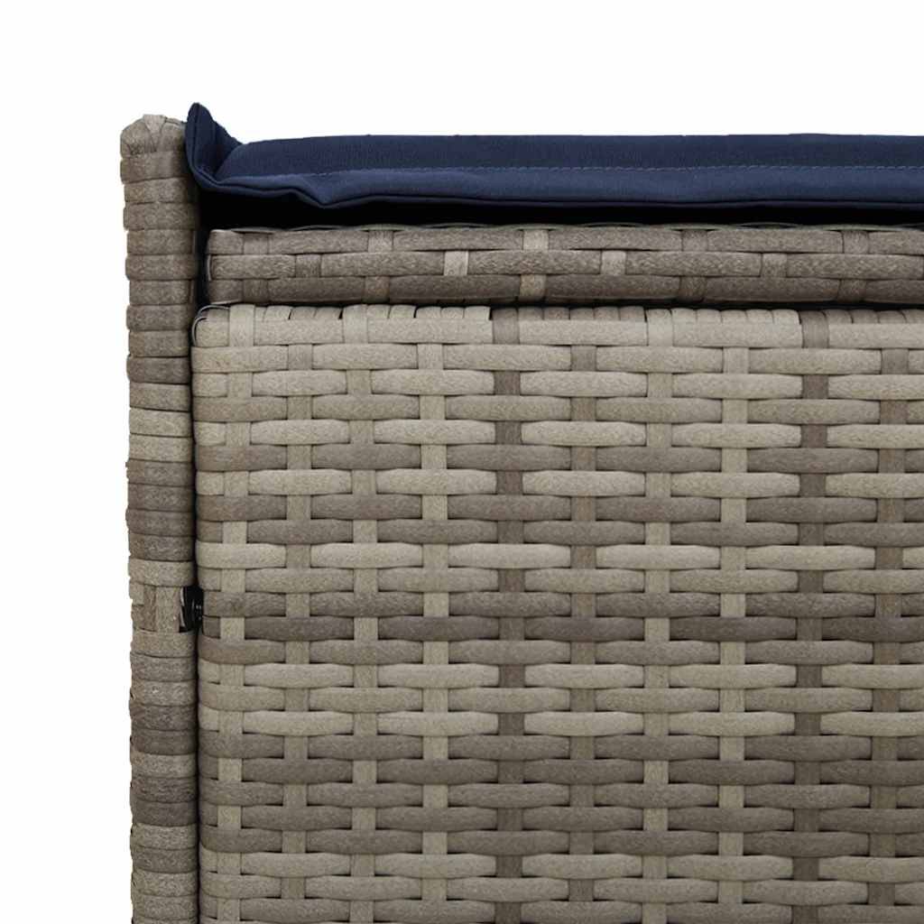 Banc Coffre de Jardin Résine Tressée Assise avec Rangement et Coussin pour Terrasse 100 cm Gris Bleu Marine – ComfortXL Outdoor Living - Image 8