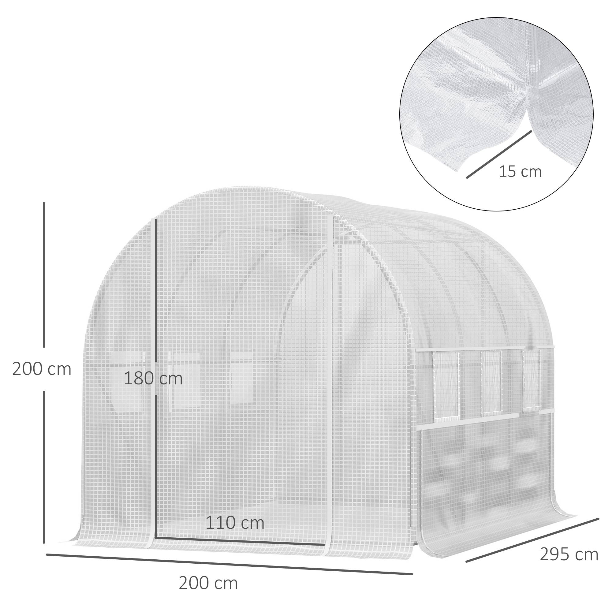 Maison Chic - Serre de jardin tunnel serre tunnel 6 m² avec 6 fenêtres porte enroulable toile PE structure en acier galvanisé blanc - Image 5
