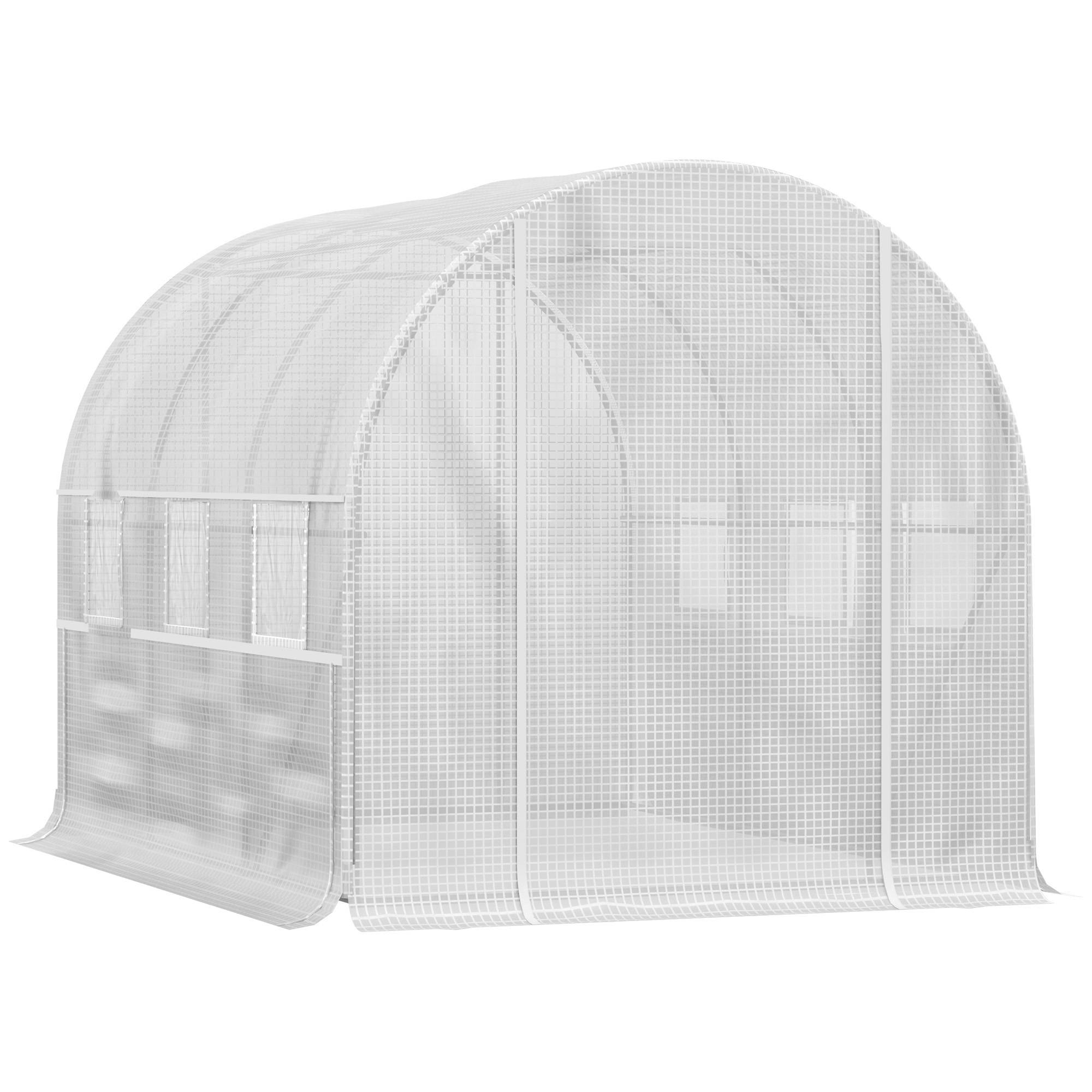 Maison Chic - Serre de jardin tunnel serre tunnel 6 m² avec 6 fenêtres porte enroulable toile PE structure en acier galvanisé blanc - Image 1
