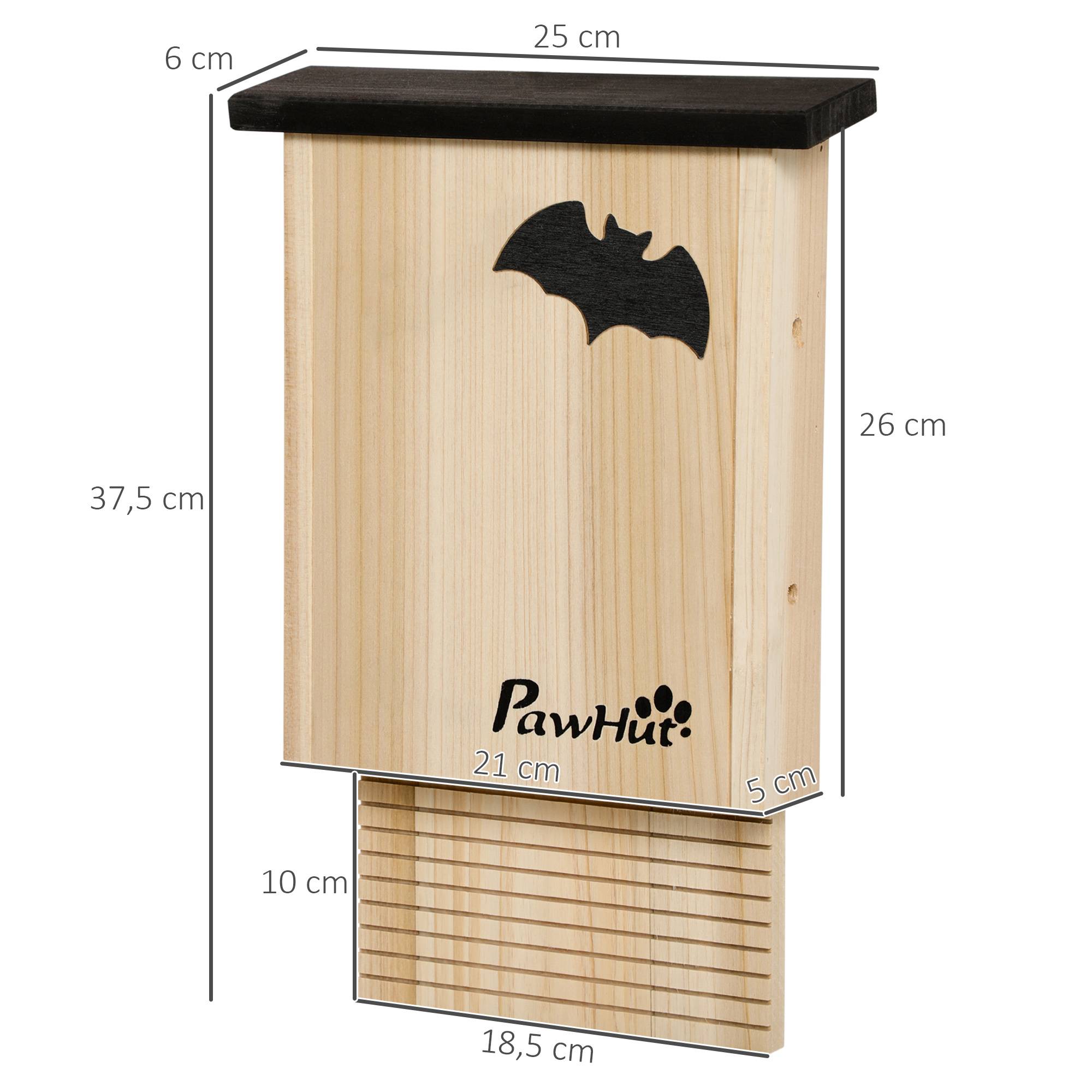 Sans Marque - 3er Set Fledermaushaus wetterbeständig bis 3 Fledermäuse pro Haus Tannenholz Natur + Schwarz - Image 5